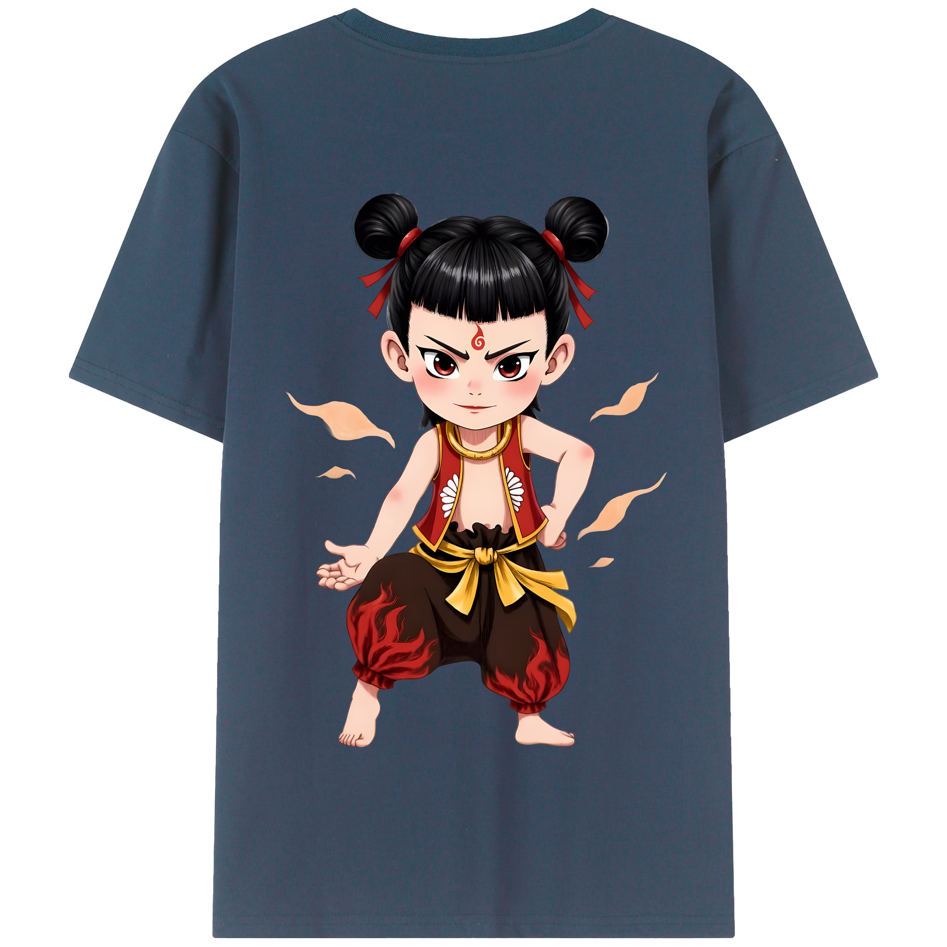 （画像用） Ne Zha 2 ナタ 魔童の大暴れ 綿100％半袖Tシャツ（背面プリント）