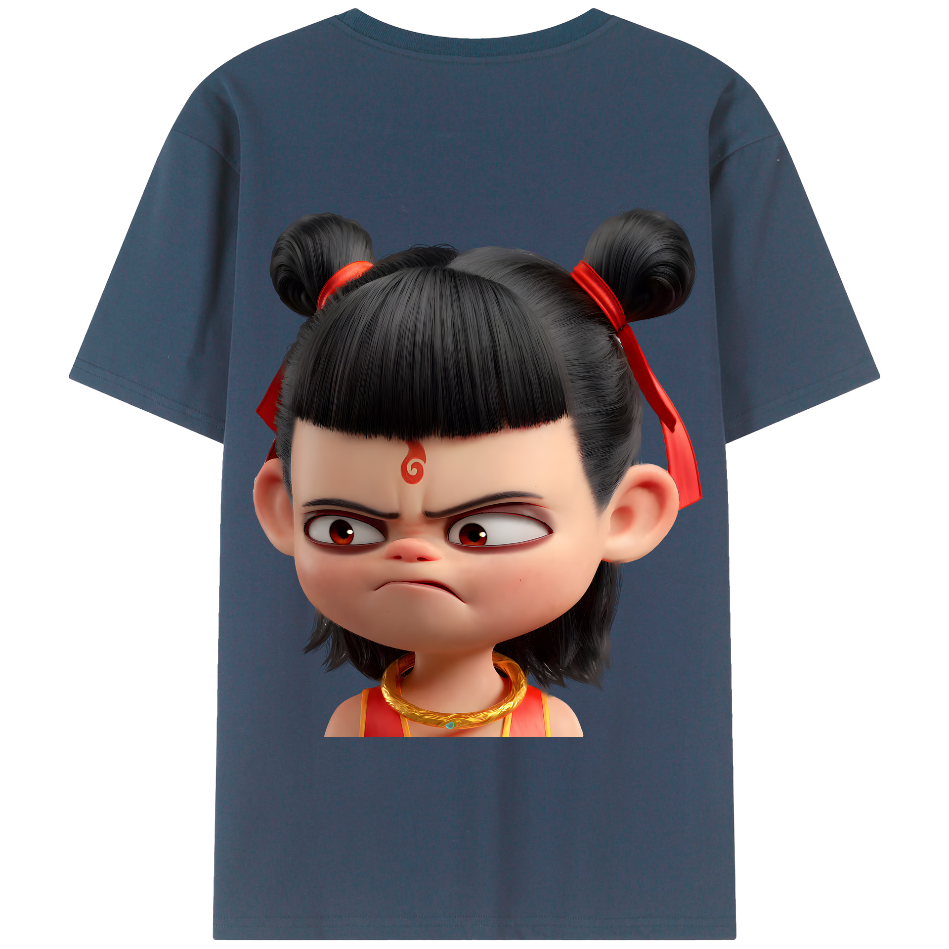 （画像用） Ne Zha 2 ナタ 魔童の大暴れ 綿100％半袖Tシャツ（背面プリント）