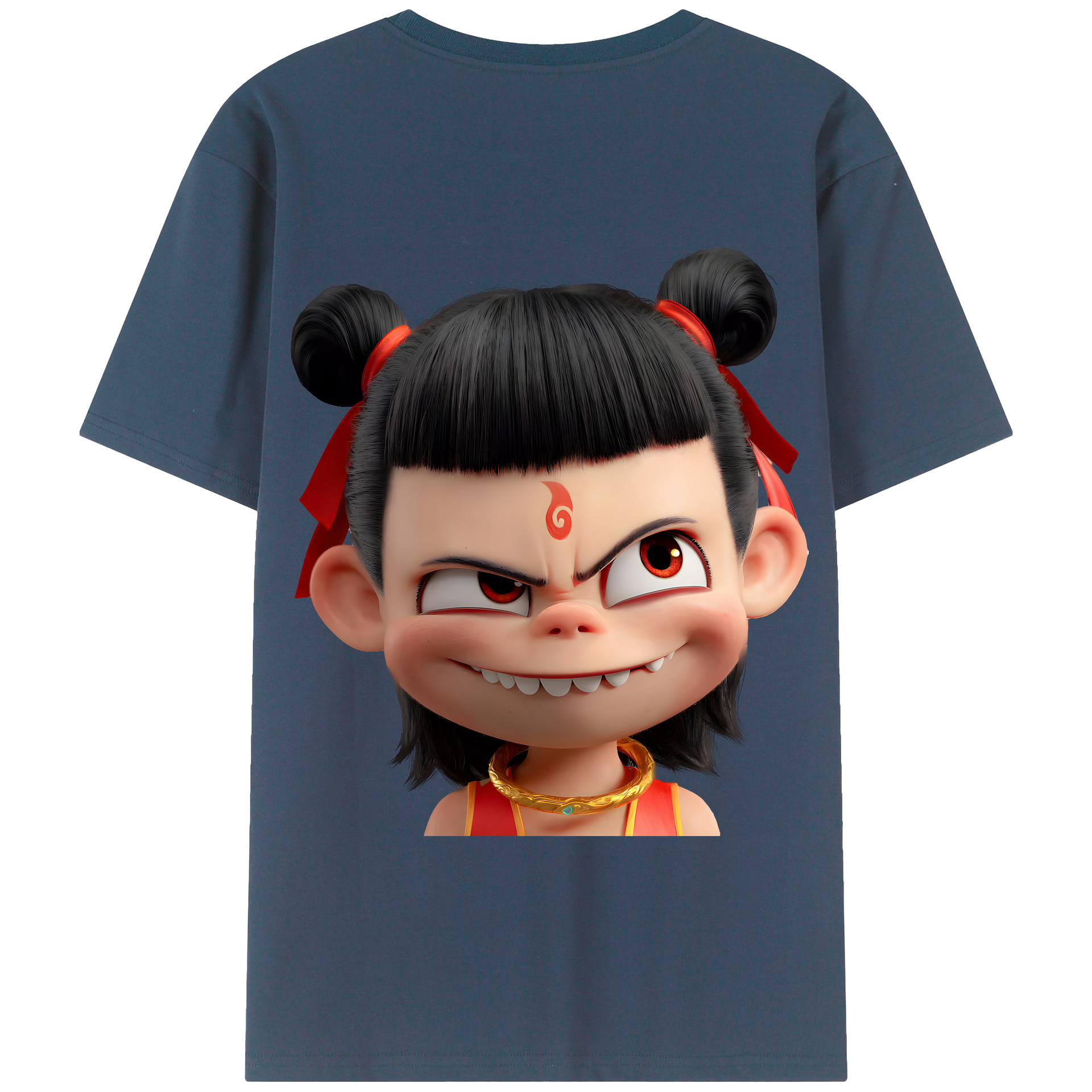 （画像用） Ne Zha 2 ナタ 魔童の大暴れ 綿100％半袖Tシャツ（背面プリント）
