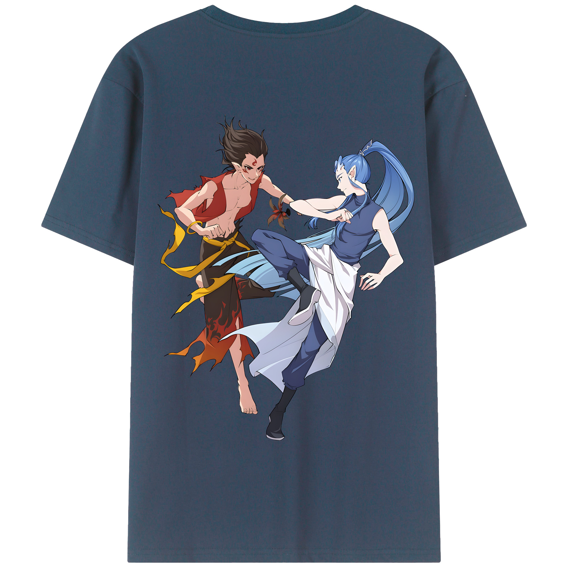 （画像用） Ne Zha 2 ナタ 魔童の大暴れ 綿100％半袖Tシャツ（背面プリント）