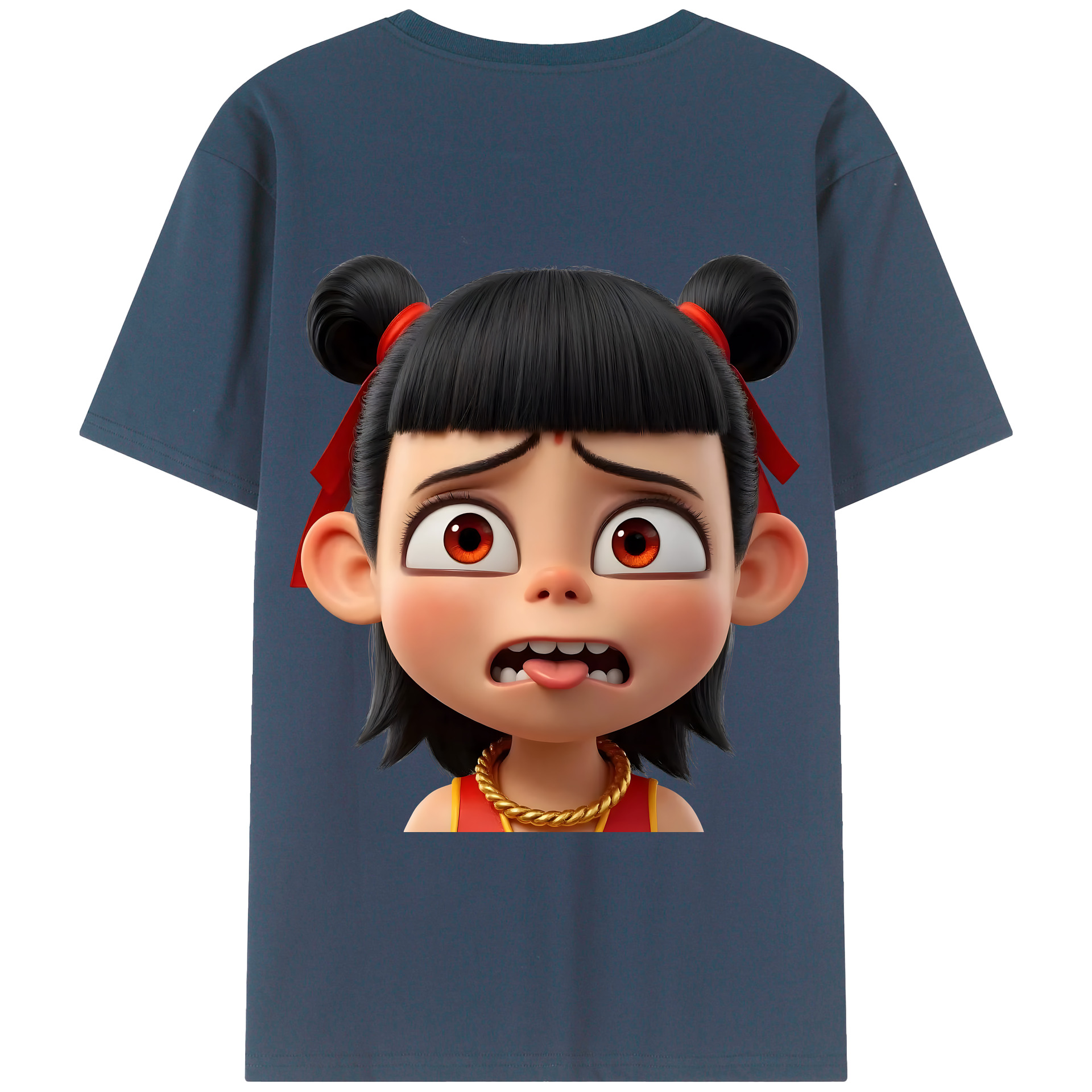 （画像用） Ne Zha 2 ナタ 魔童の大暴れ 綿100％半袖Tシャツ（背面プリント）