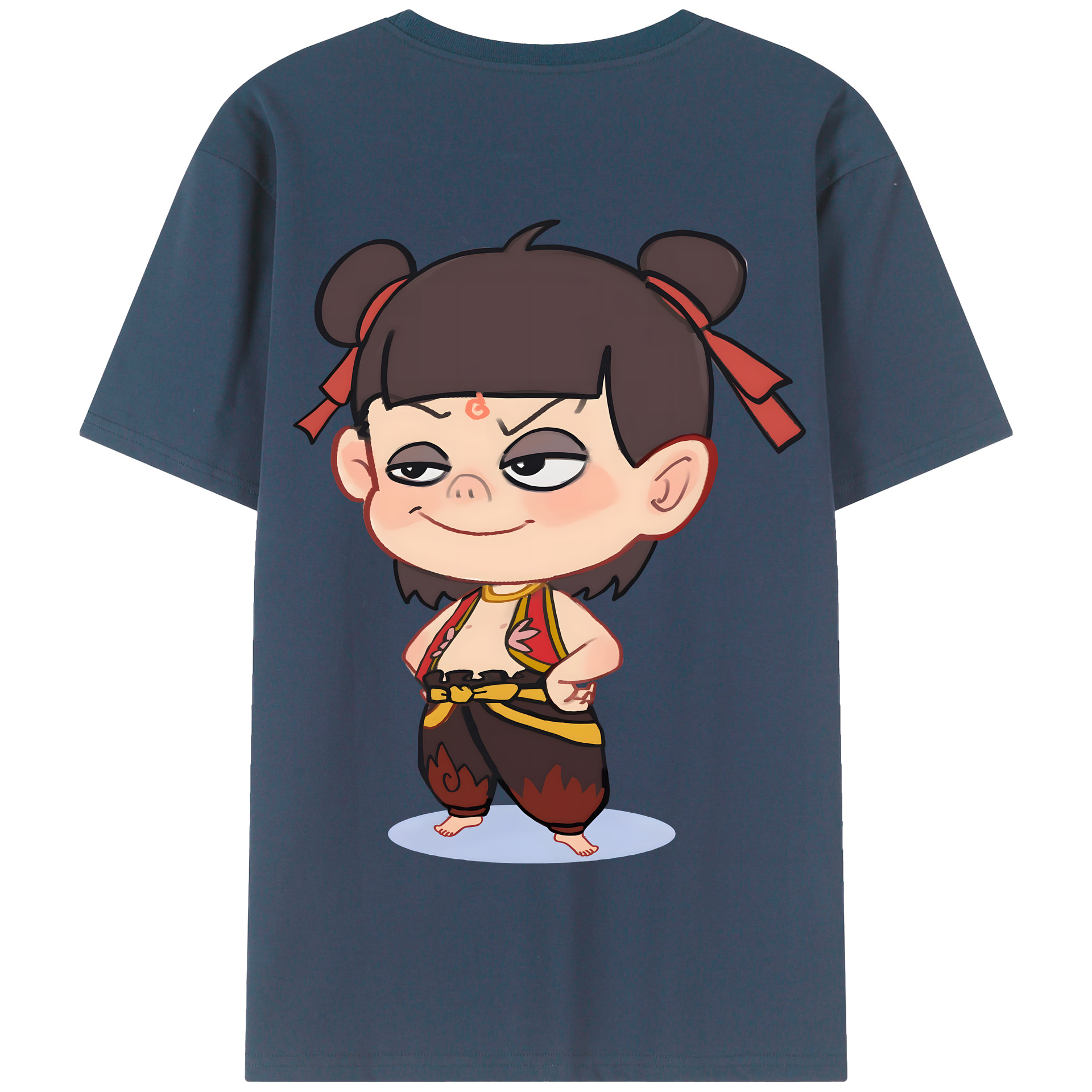 （画像用） Ne Zha 2 ナタ 魔童の大暴れ 綿100％半袖Tシャツ（背面プリント）