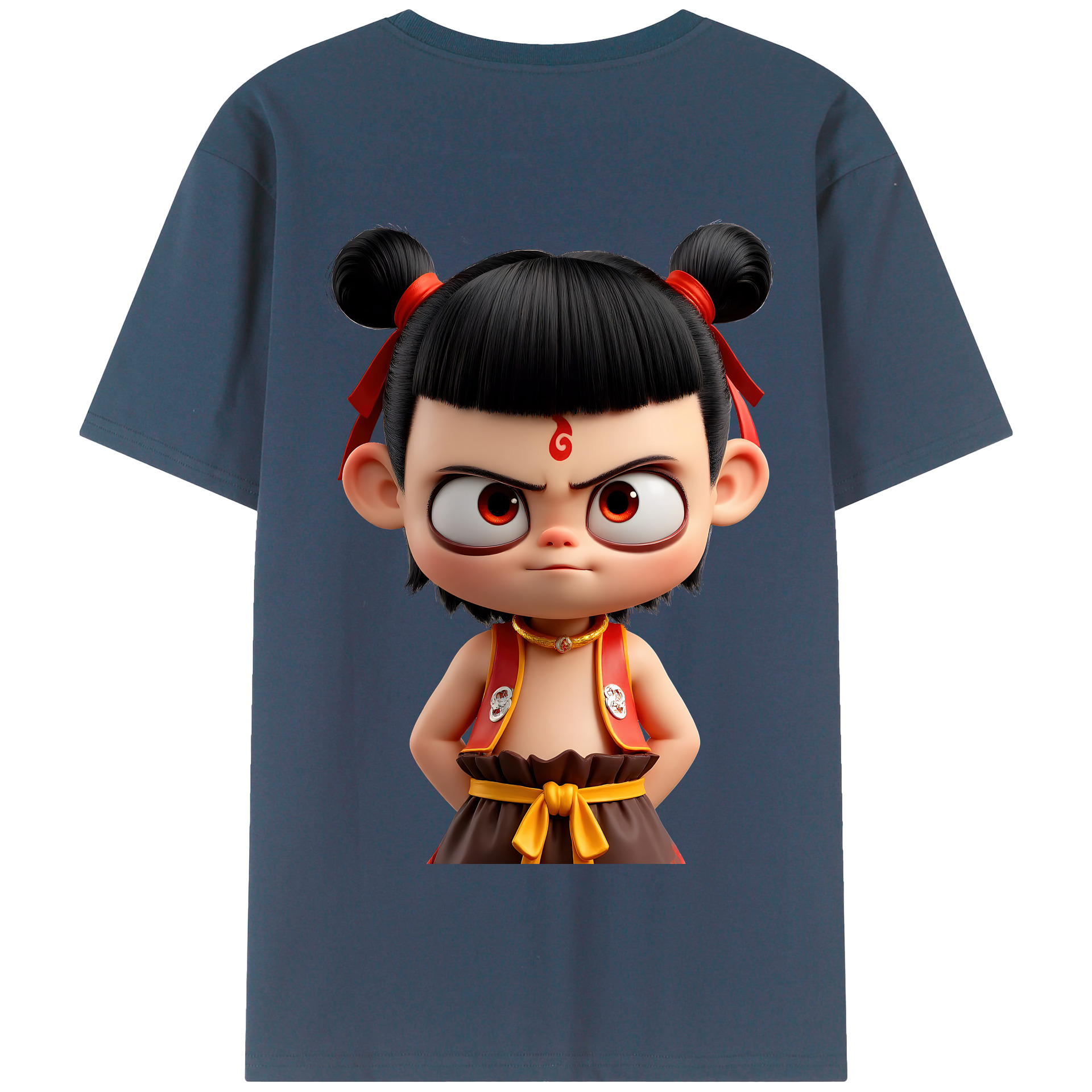 （画像用） Ne Zha 2 ナタ 魔童の大暴れ 綿100％半袖Tシャツ（背面プリント）