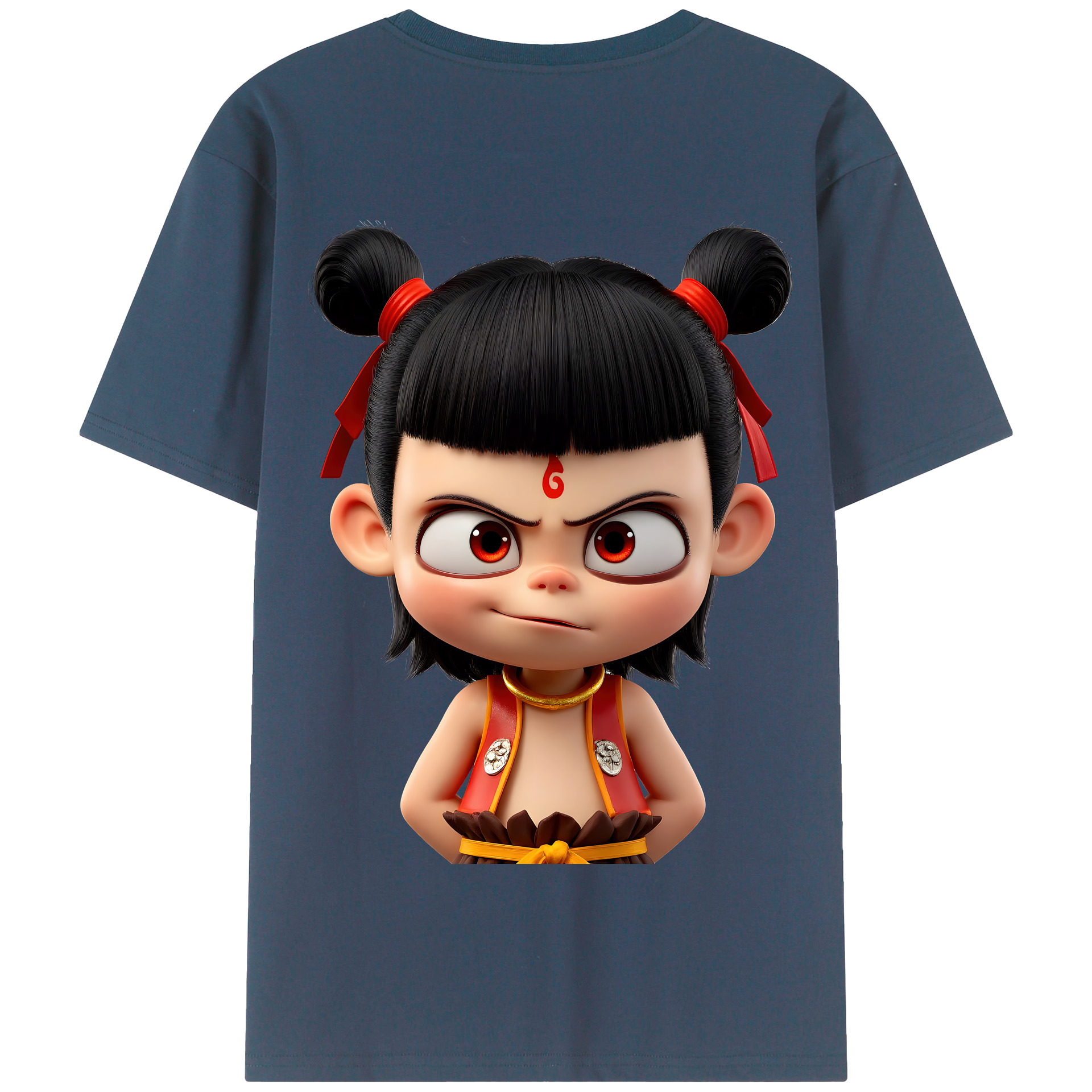 （画像用） Ne Zha 2 ナタ 魔童の大暴れ 綿100％半袖Tシャツ（背面プリント）