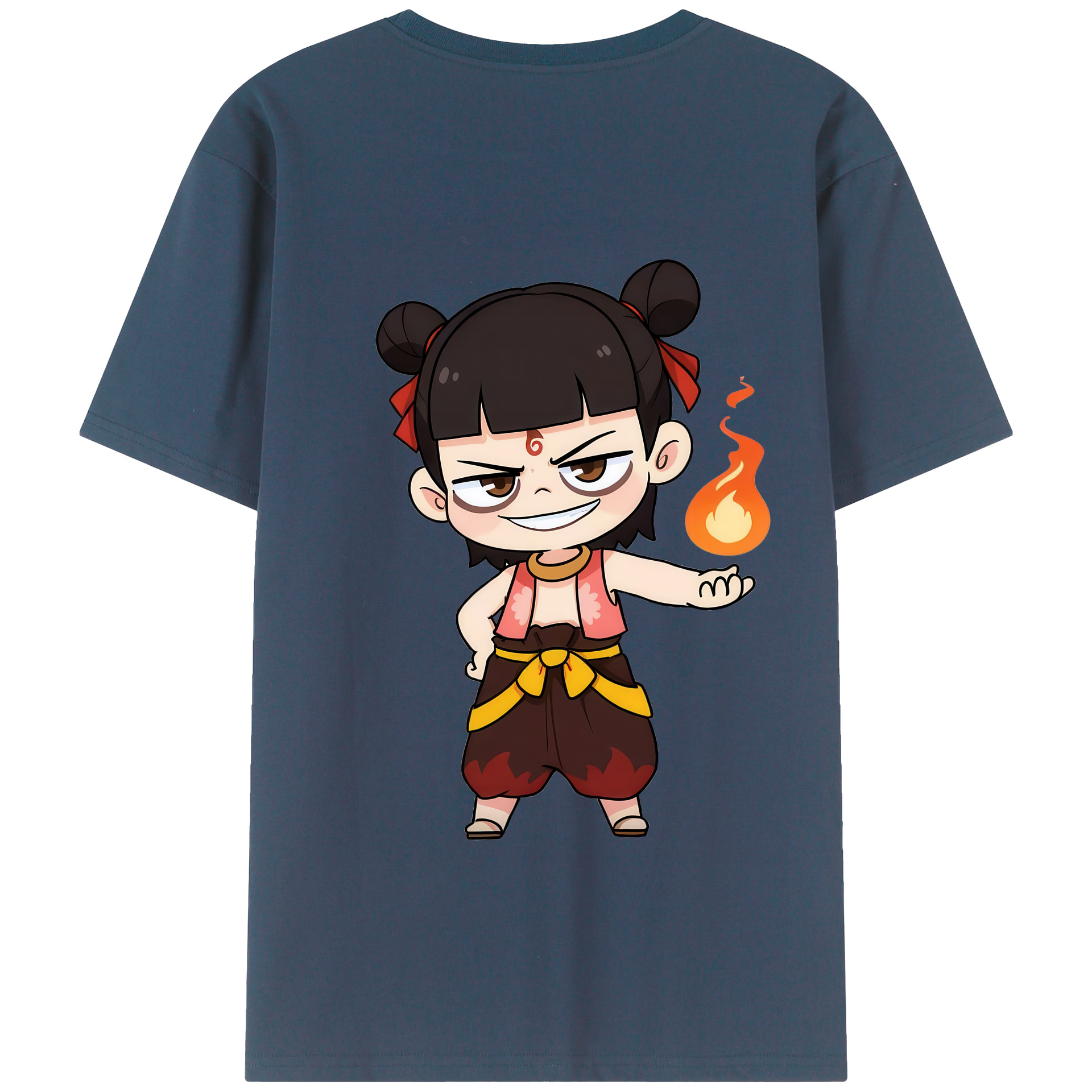 （画像用） Ne Zha 2 ナタ 魔童の大暴れ 綿100％半袖Tシャツ（背面プリント）