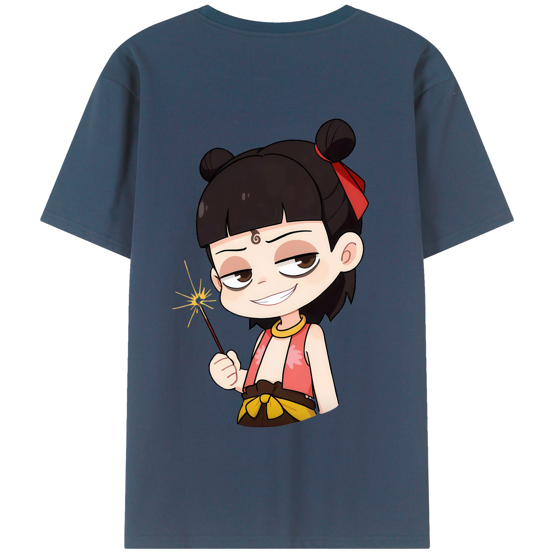 （画像用） Ne Zha 2 ナタ 魔童の大暴れ 綿100％半袖Tシャツ（背面プリント）