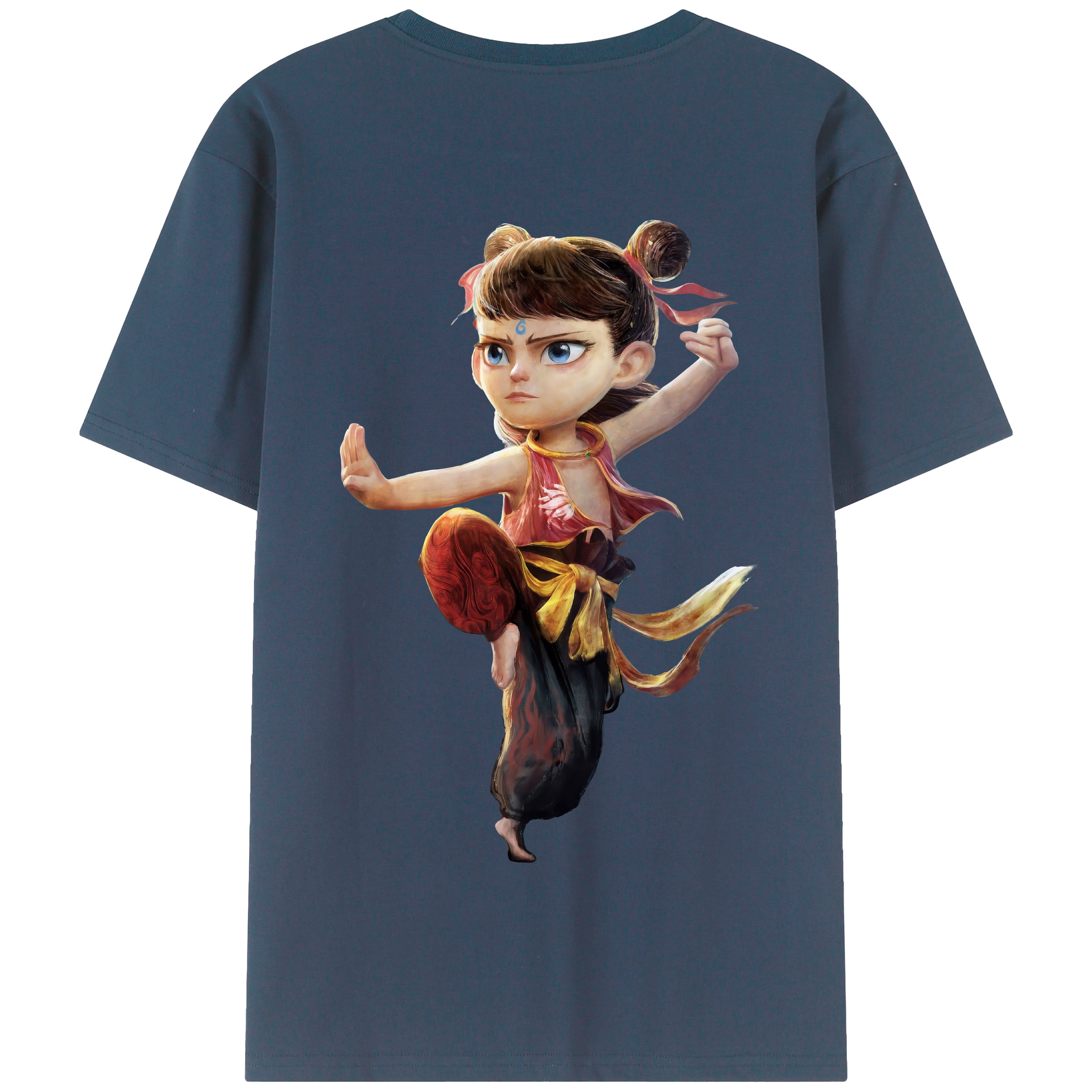 （画像用） Ne Zha 2 ナタ 魔童の大暴れ 綿100％半袖Tシャツ（背面プリント）