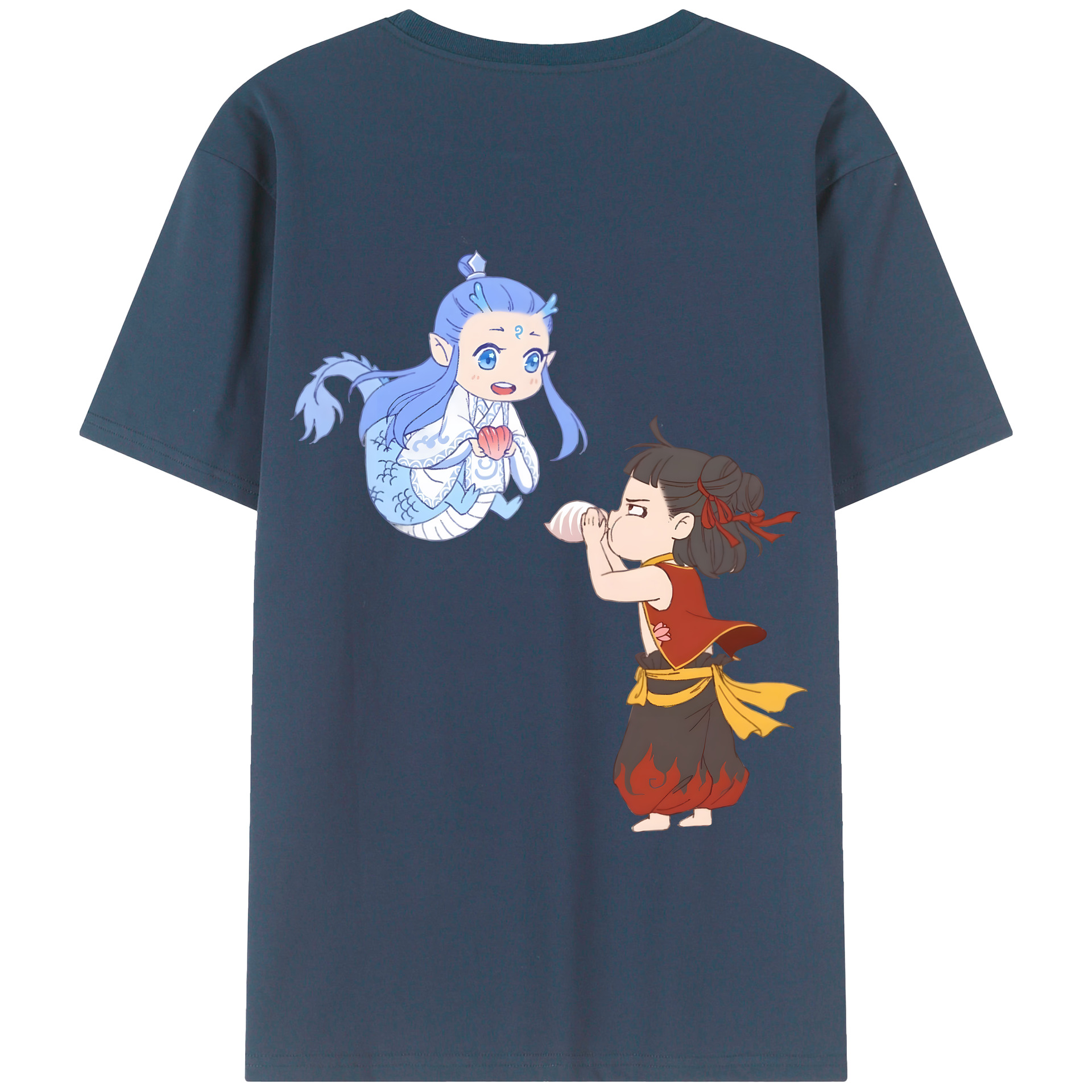 （画像用） Ne Zha 2 ナタ 魔童の大暴れ 綿100％半袖Tシャツ（背面プリント）