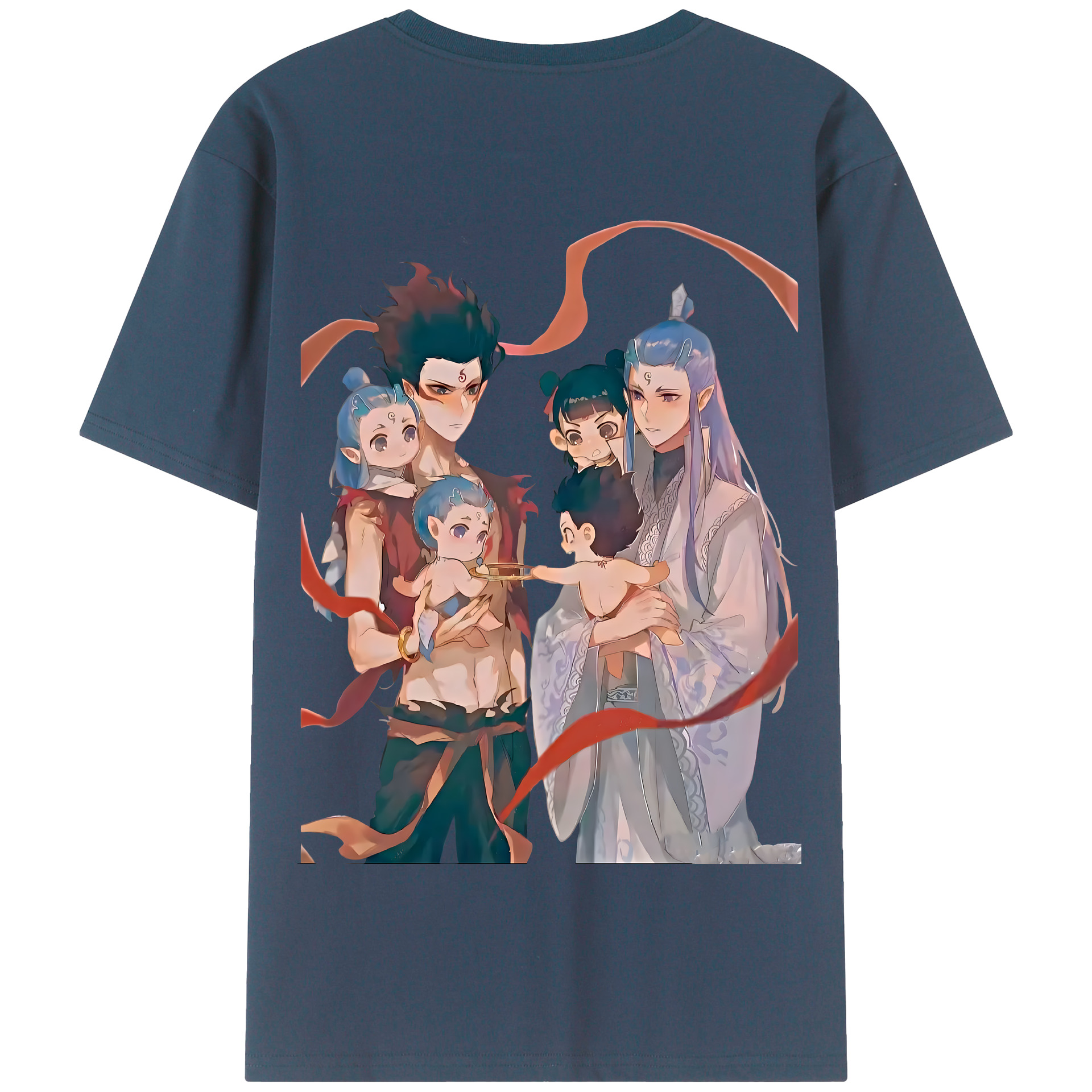 （画像用） Ne Zha 2 ナタ 魔童の大暴れ 綿100％半袖Tシャツ（背面プリント）