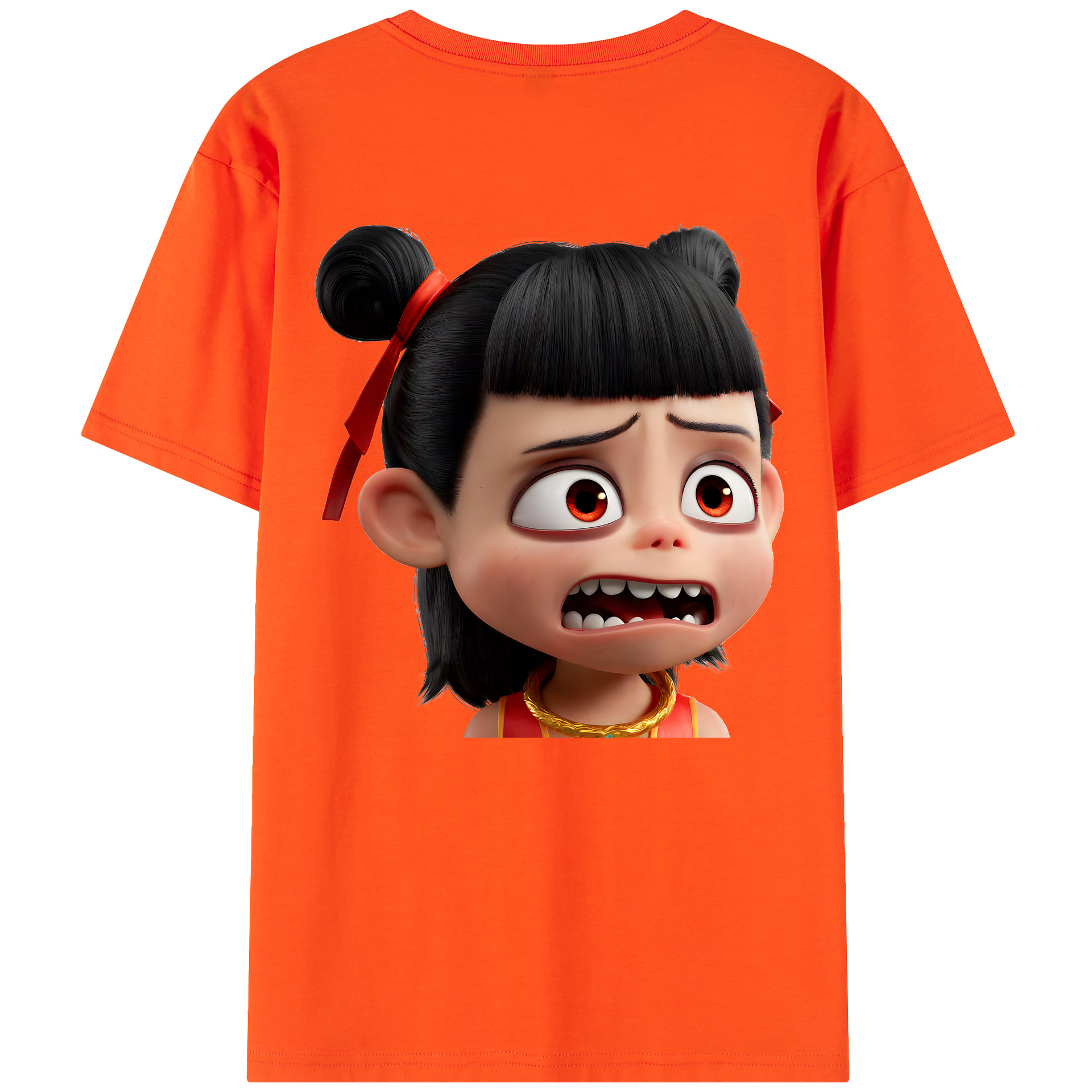 （画像用） Ne Zha 2 ナタ 魔童の大暴れ 綿100％半袖Tシャツ（背面プリント）
