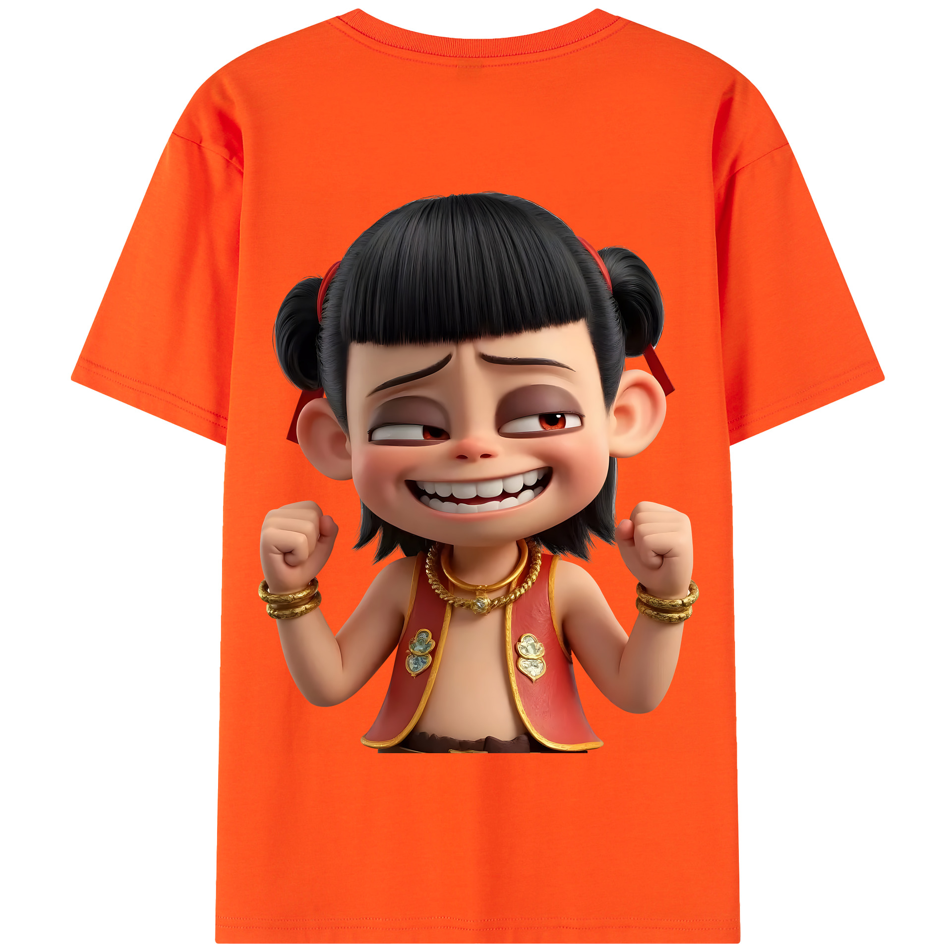 （画像用） Ne Zha 2 ナタ 魔童の大暴れ 綿100％半袖Tシャツ（背面プリント）