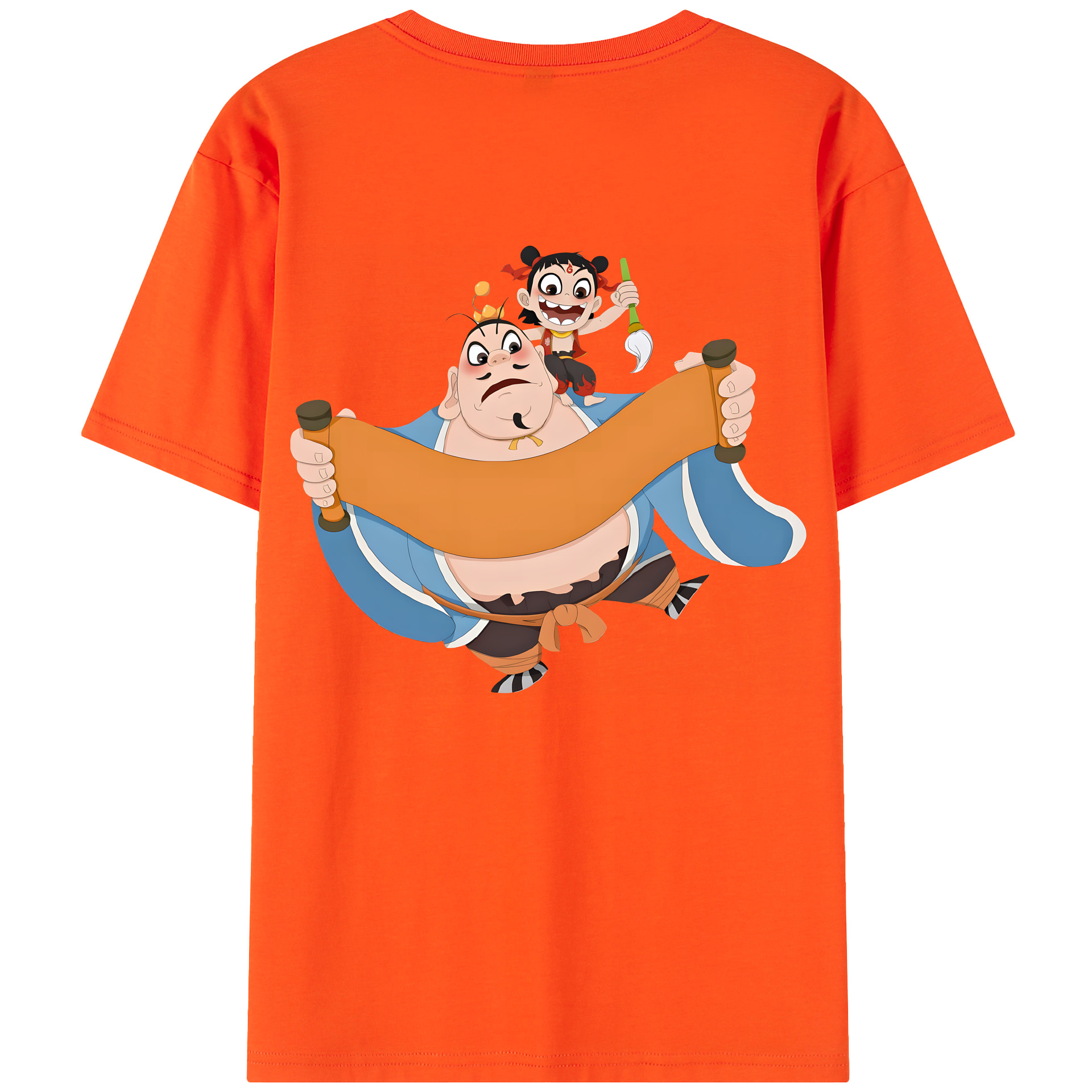 （画像用） Ne Zha 2 ナタ 魔童の大暴れ 綿100％半袖Tシャツ（背面プリント）