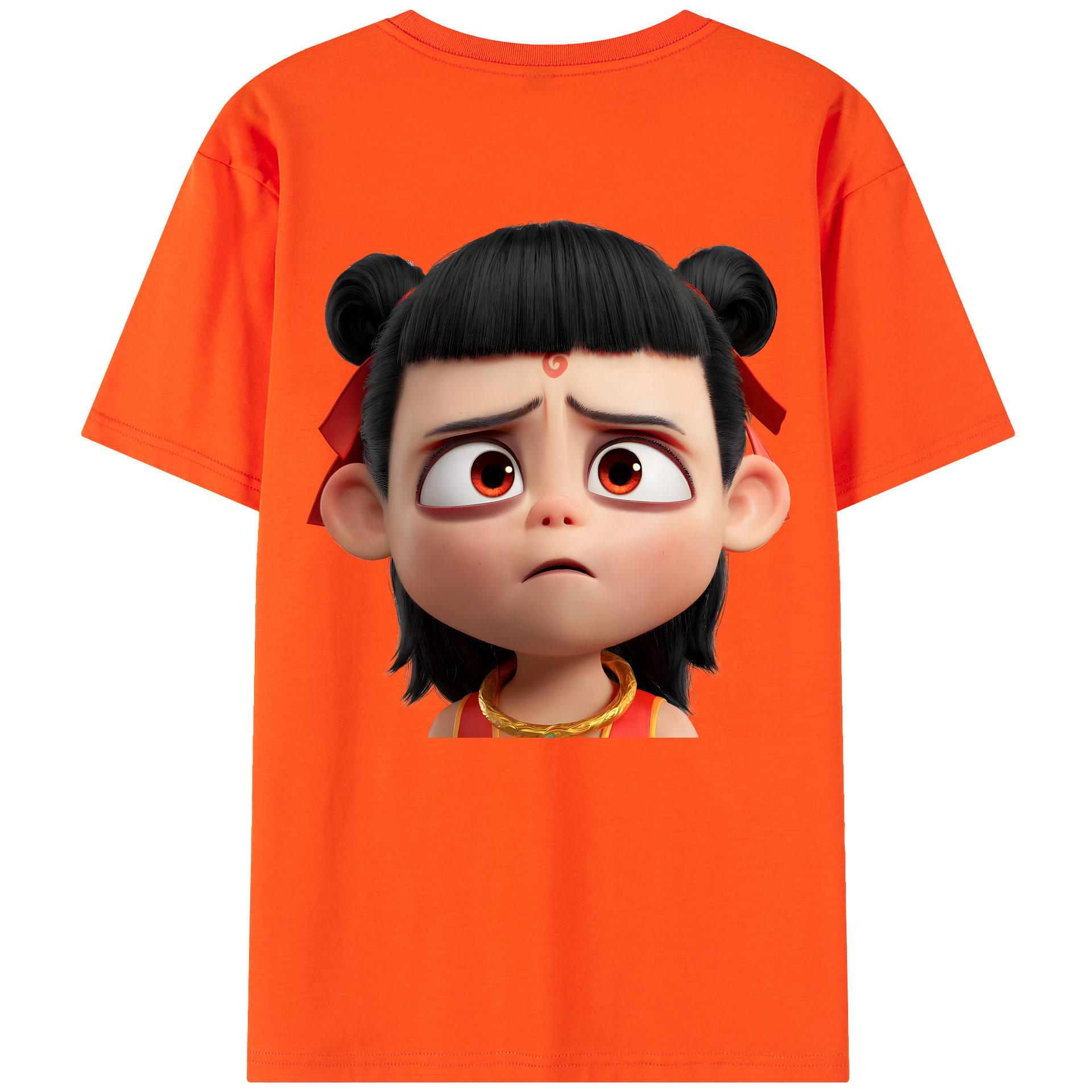 （画像用） Ne Zha 2 ナタ 魔童の大暴れ 綿100％半袖Tシャツ（背面プリント）