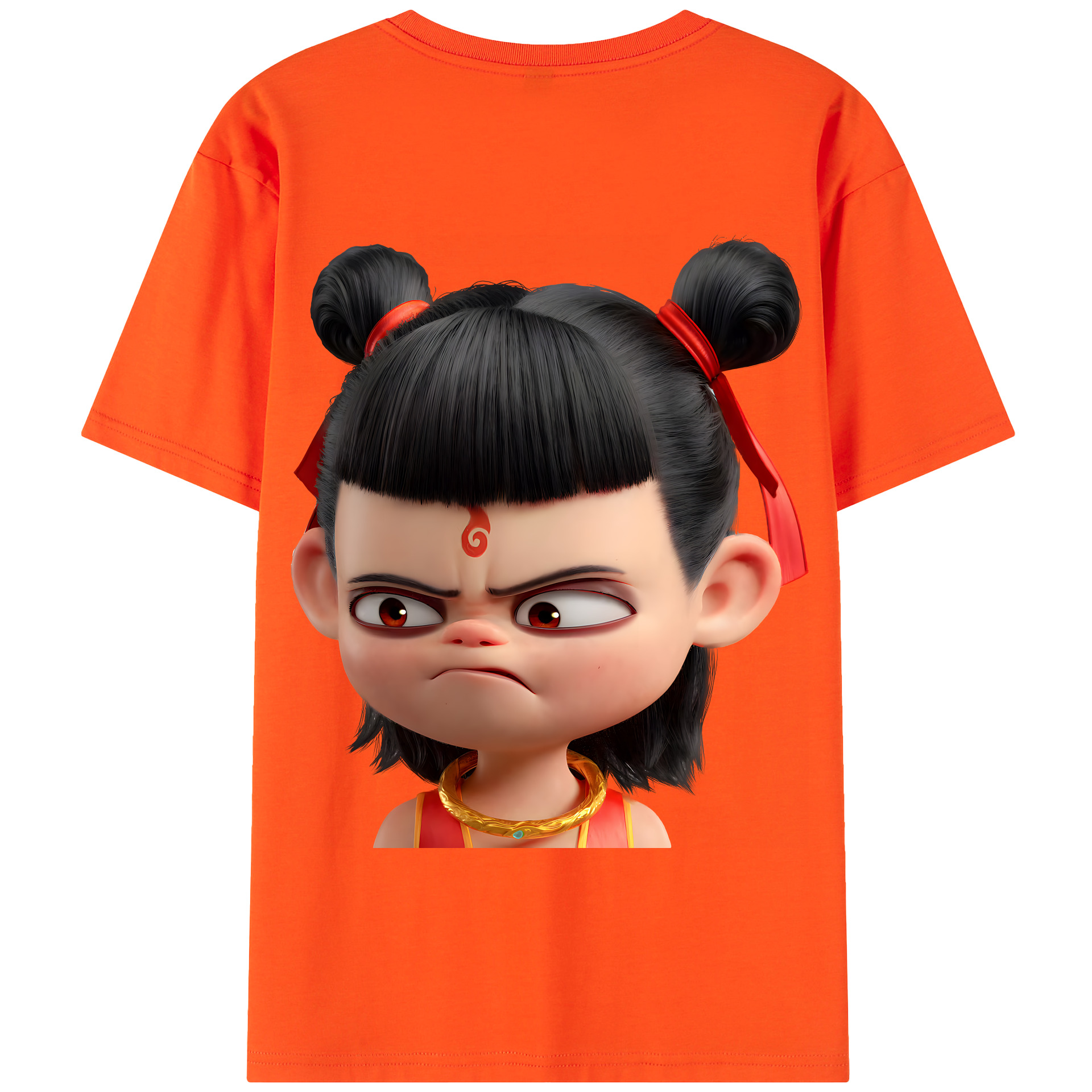 （画像用） Ne Zha 2 ナタ 魔童の大暴れ 綿100％半袖Tシャツ（背面プリント）