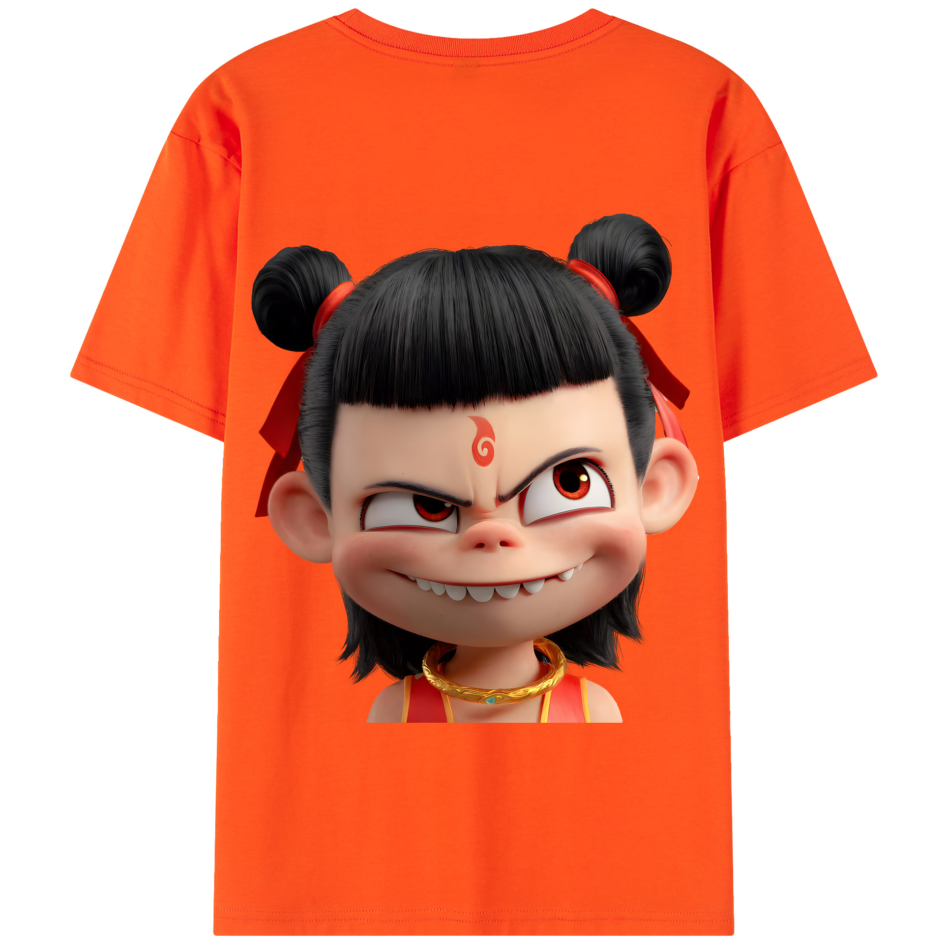（画像用） Ne Zha 2 ナタ 魔童の大暴れ 綿100％半袖Tシャツ（背面プリント）
