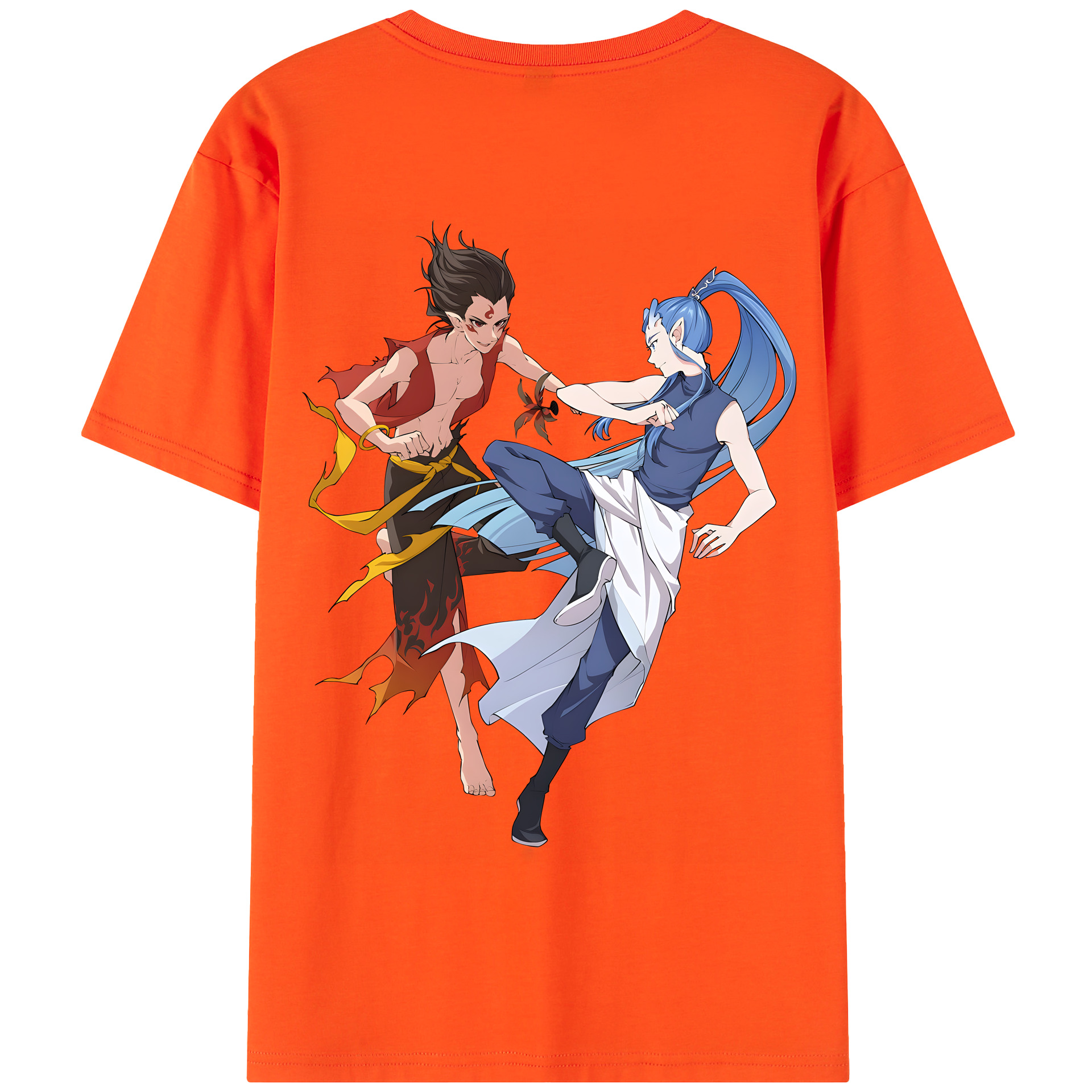 （画像用） Ne Zha 2 ナタ 魔童の大暴れ 綿100％半袖Tシャツ（背面プリント）