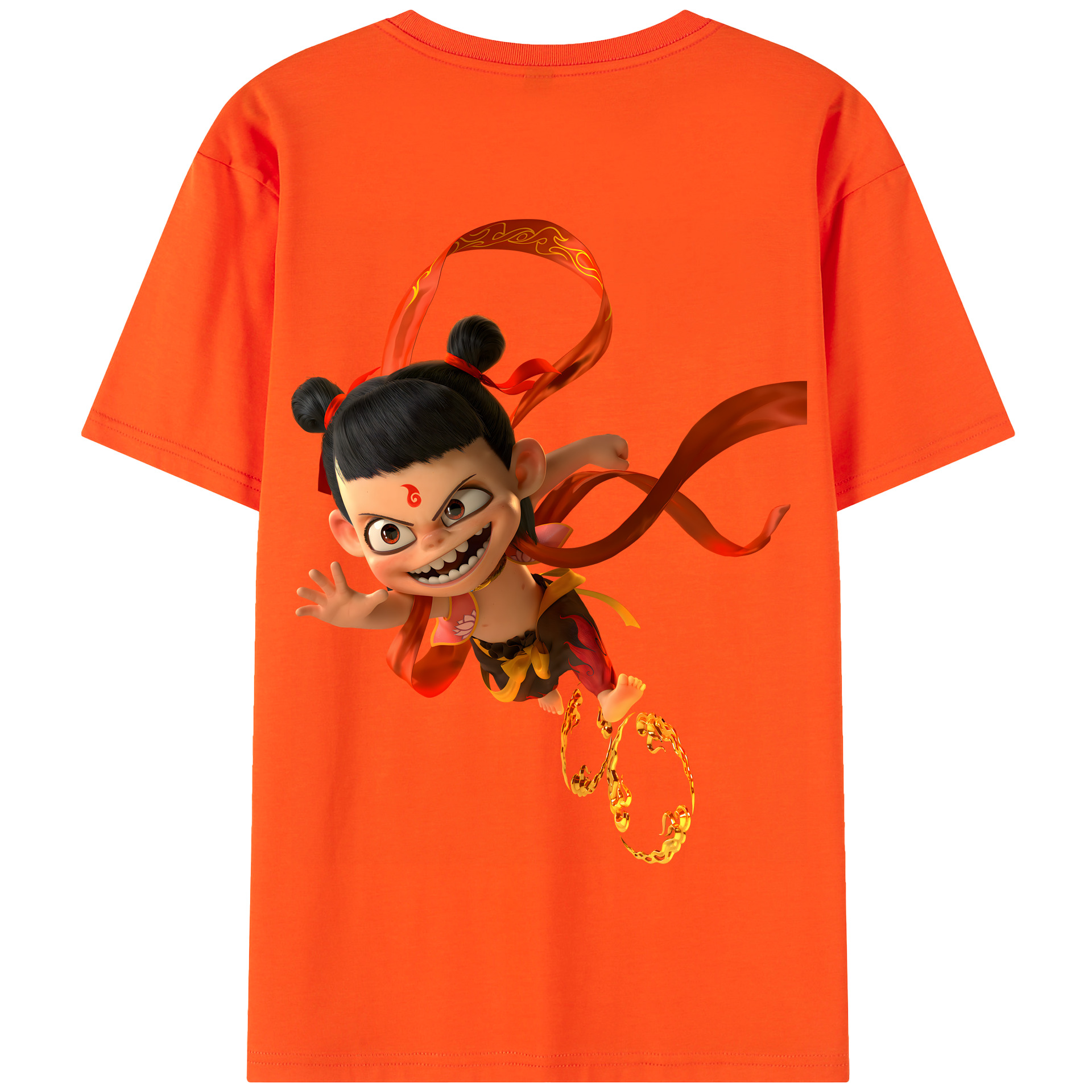 （画像用） Ne Zha 2 ナタ 魔童の大暴れ 綿100％半袖Tシャツ（背面プリント）