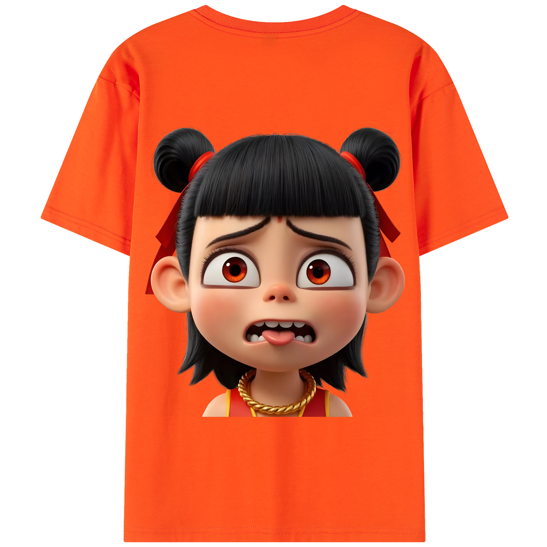 （画像用） Ne Zha 2 ナタ 魔童の大暴れ 綿100％半袖Tシャツ（背面プリント）