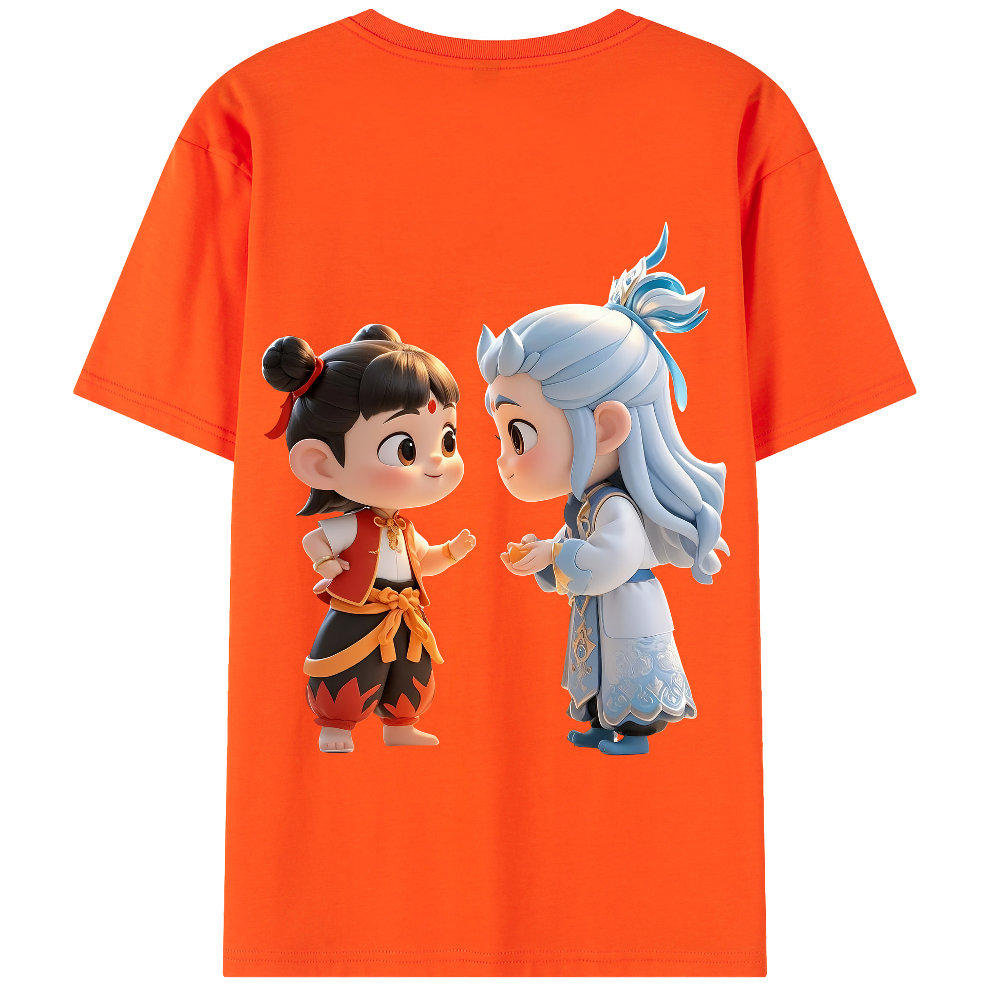 （画像用） Ne Zha 2 ナタ 魔童の大暴れ 綿100％半袖Tシャツ（背面プリント）