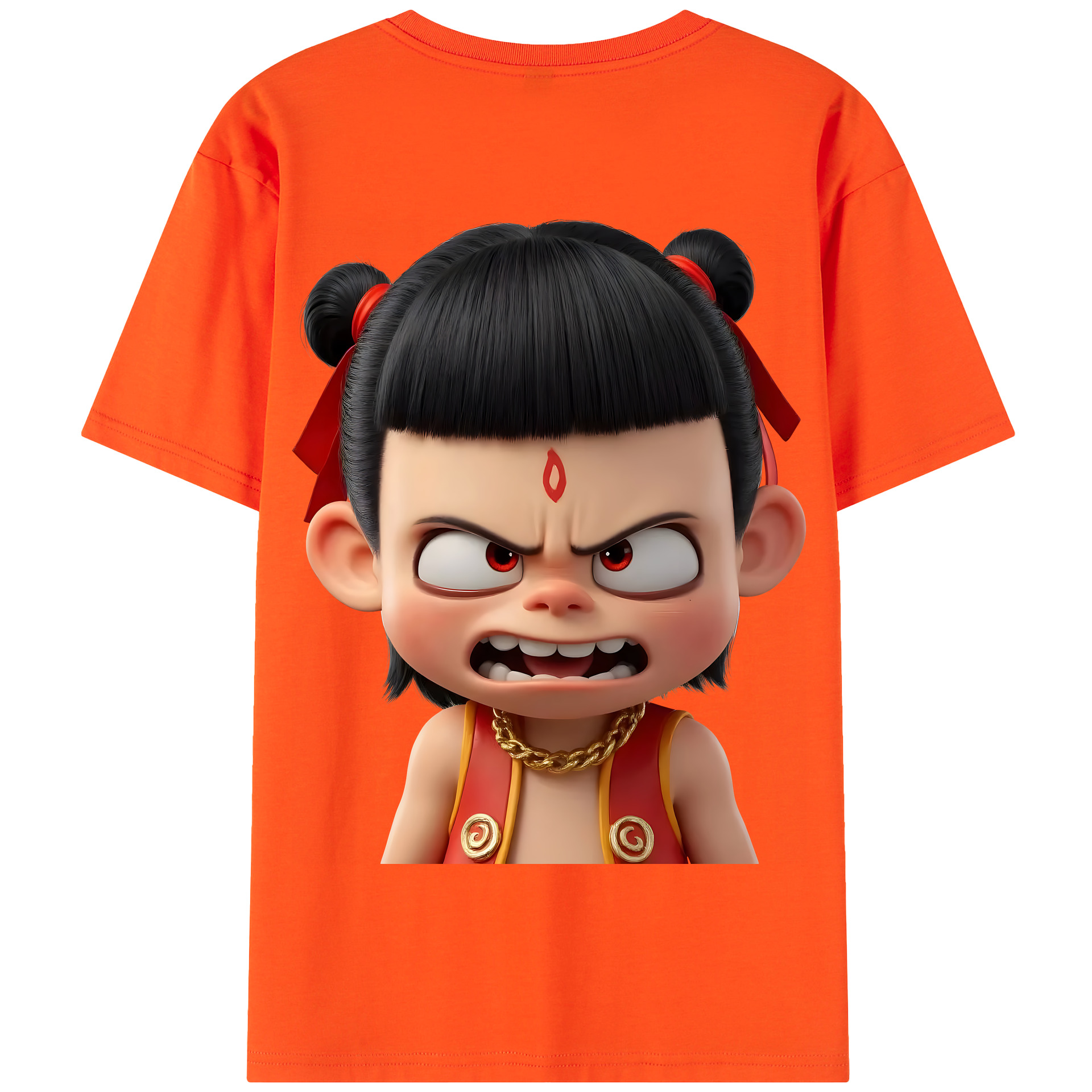 （画像用） Ne Zha 2 ナタ 魔童の大暴れ 綿100％半袖Tシャツ（背面プリント）