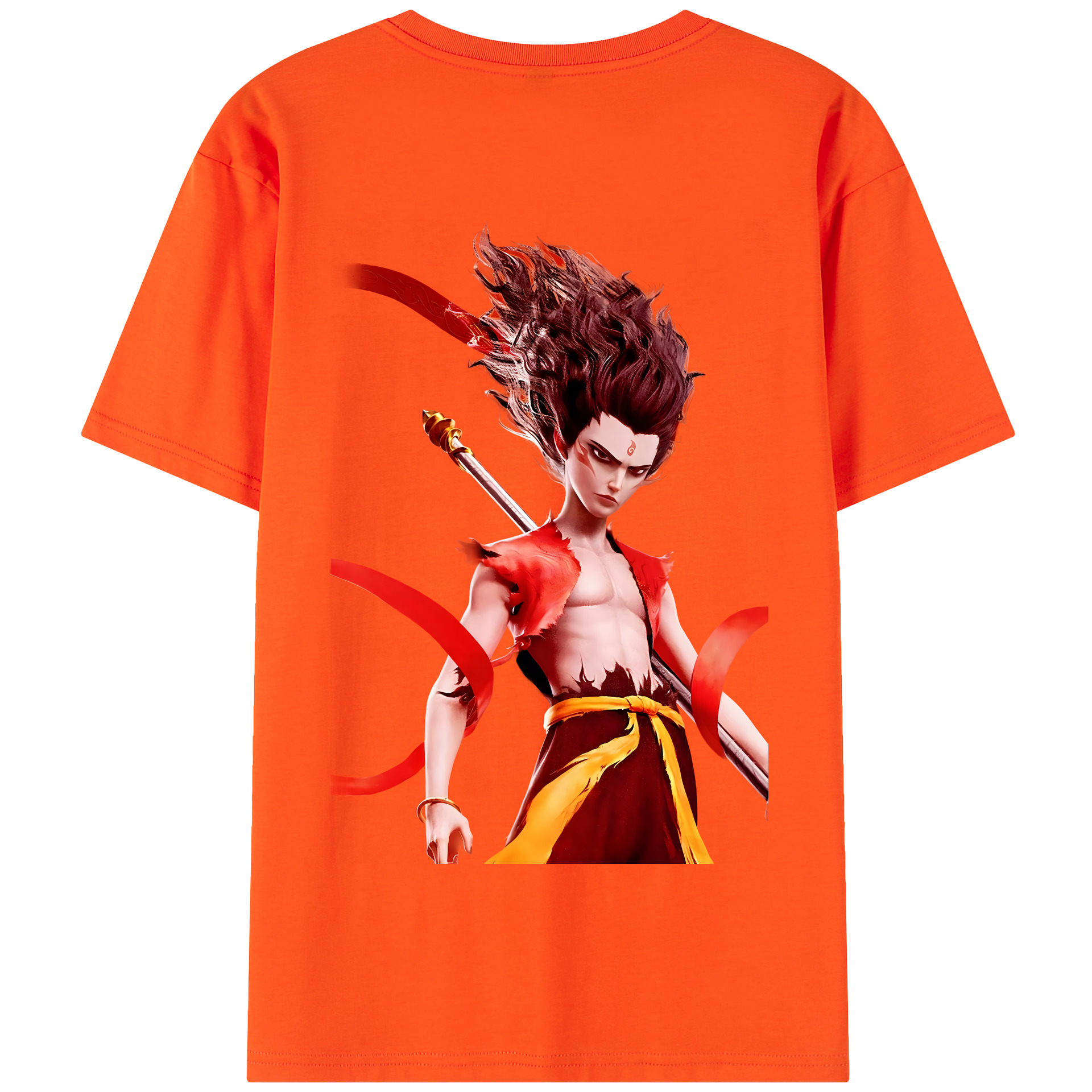 （画像用） Ne Zha 2 ナタ 魔童の大暴れ 綿100％半袖Tシャツ（背面プリント）