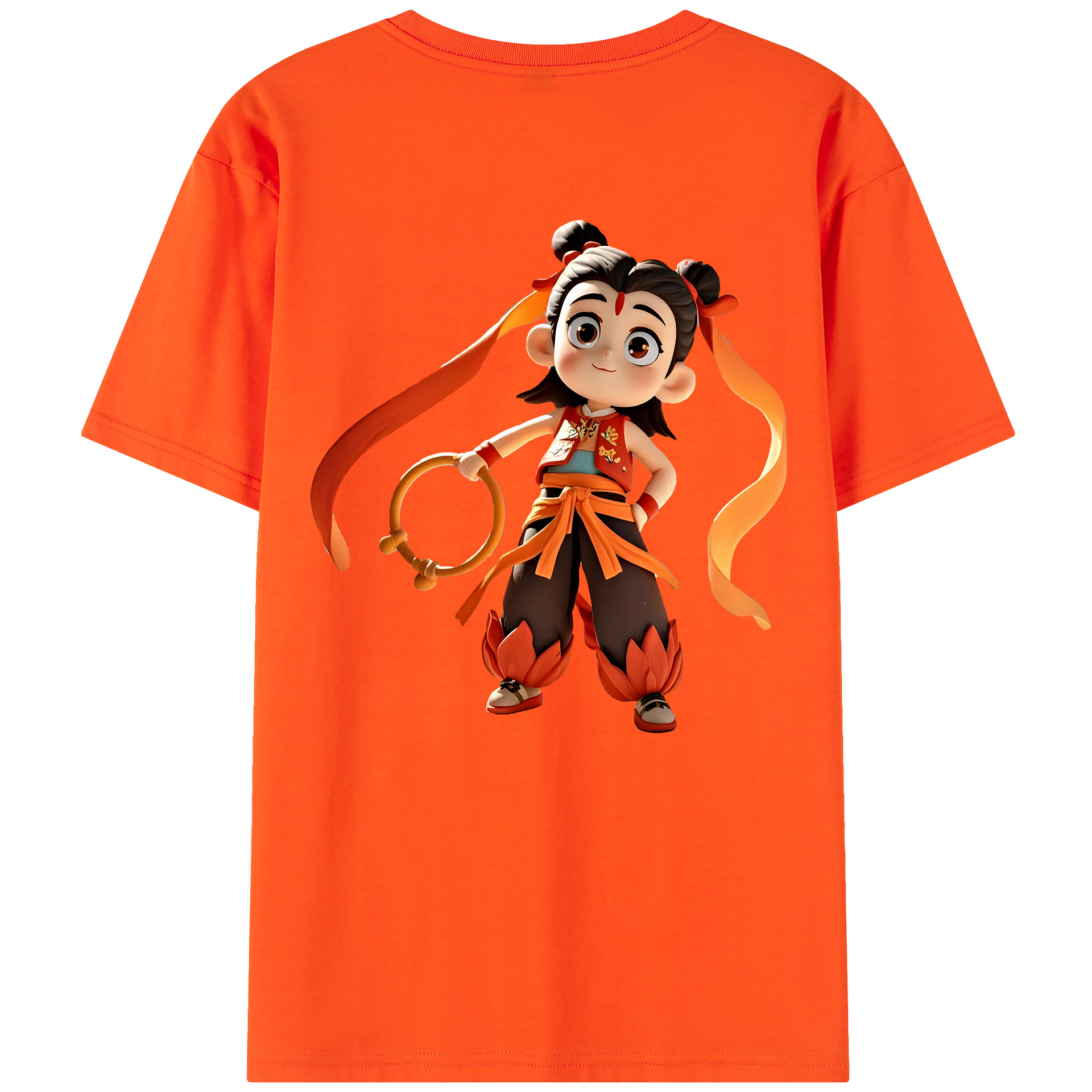 （画像用） Ne Zha 2 ナタ 魔童の大暴れ 綿100％半袖Tシャツ（背面プリント）