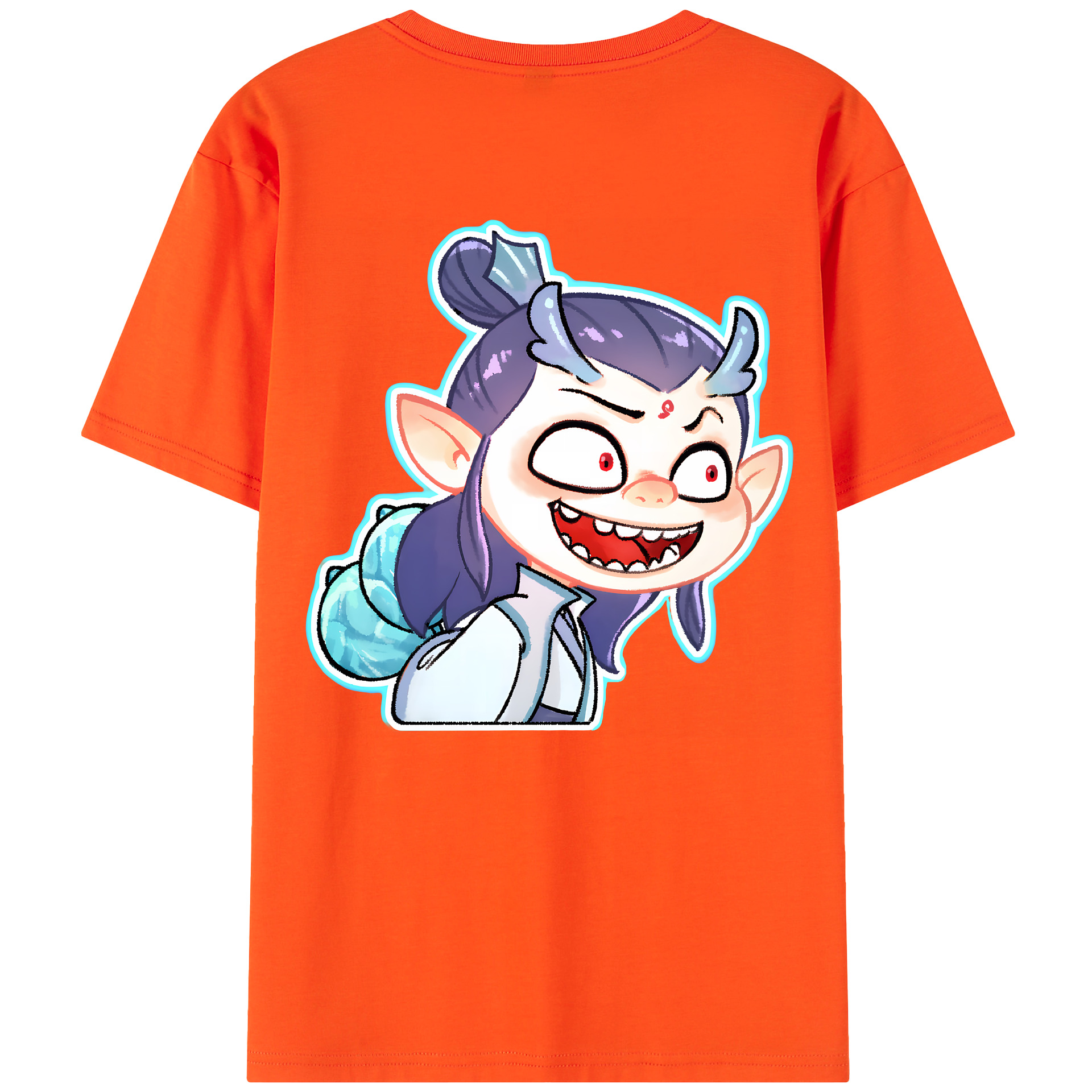 （画像用） Ne Zha 2 ナタ 魔童の大暴れ 綿100％半袖Tシャツ（背面プリント）