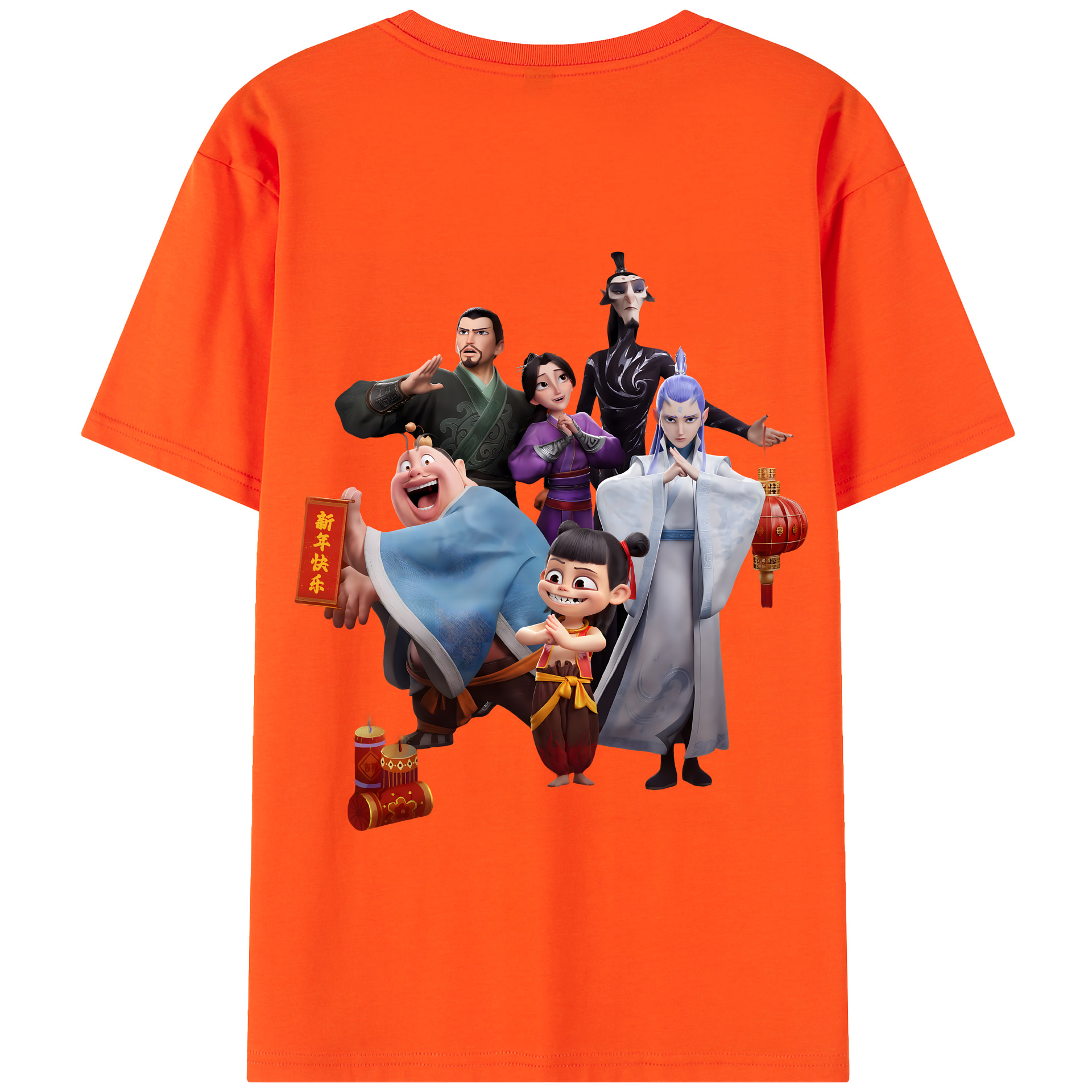 （画像用） Ne Zha 2 ナタ 魔童の大暴れ 綿100％半袖Tシャツ（背面プリント）