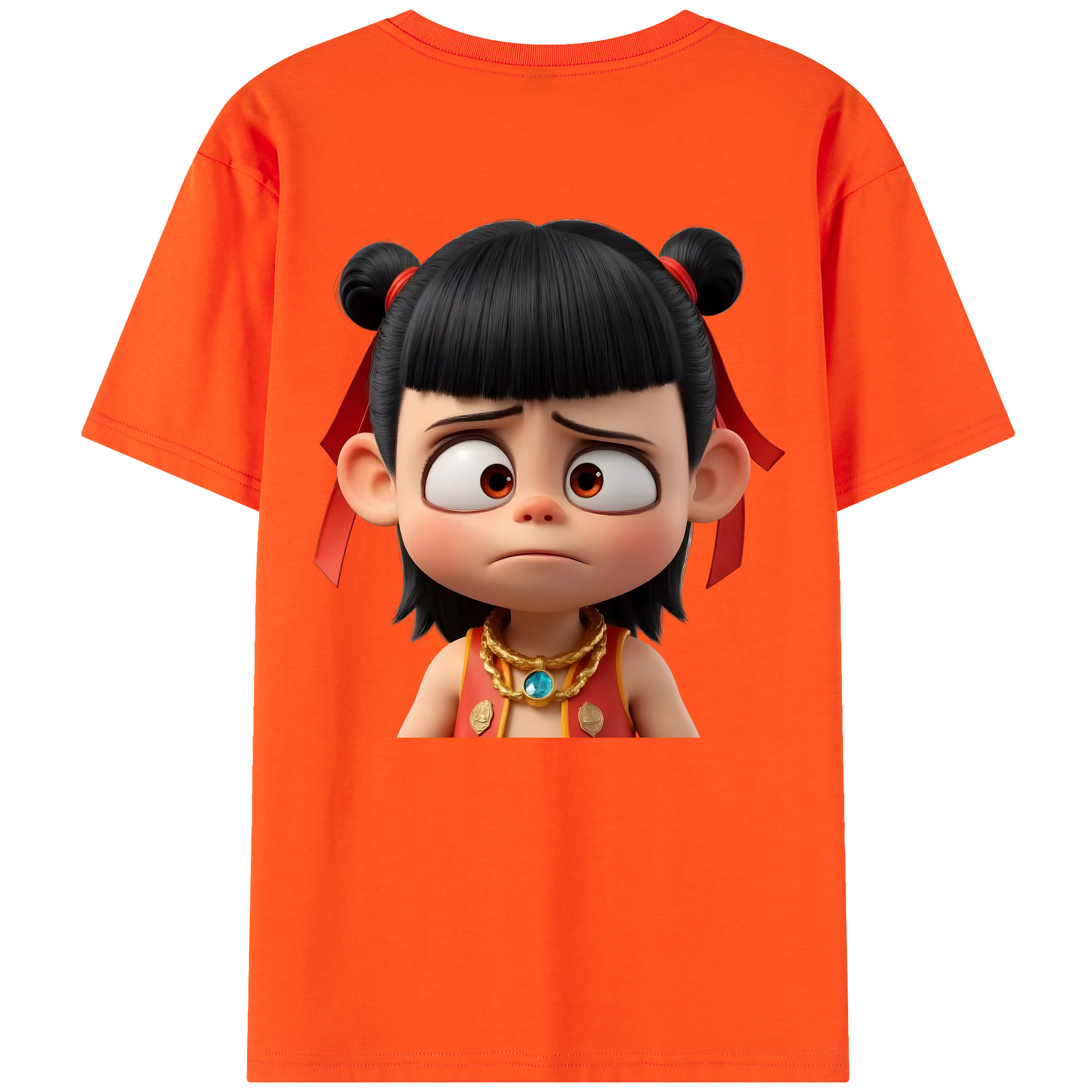（画像用） Ne Zha 2 ナタ 魔童の大暴れ 綿100％半袖Tシャツ（背面プリント）
