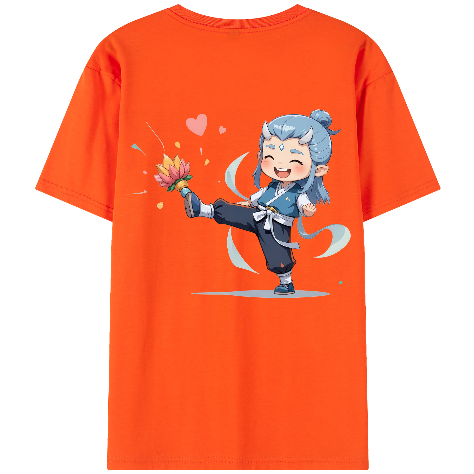 （画像用） Ne Zha 2 ナタ 魔童の大暴れ 綿100％半袖Tシャツ（背面プリント）