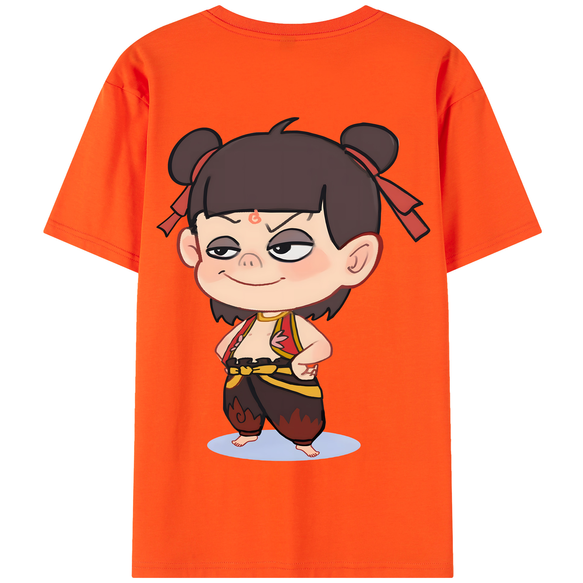 （画像用） Ne Zha 2 ナタ 魔童の大暴れ 綿100％半袖Tシャツ（背面プリント）