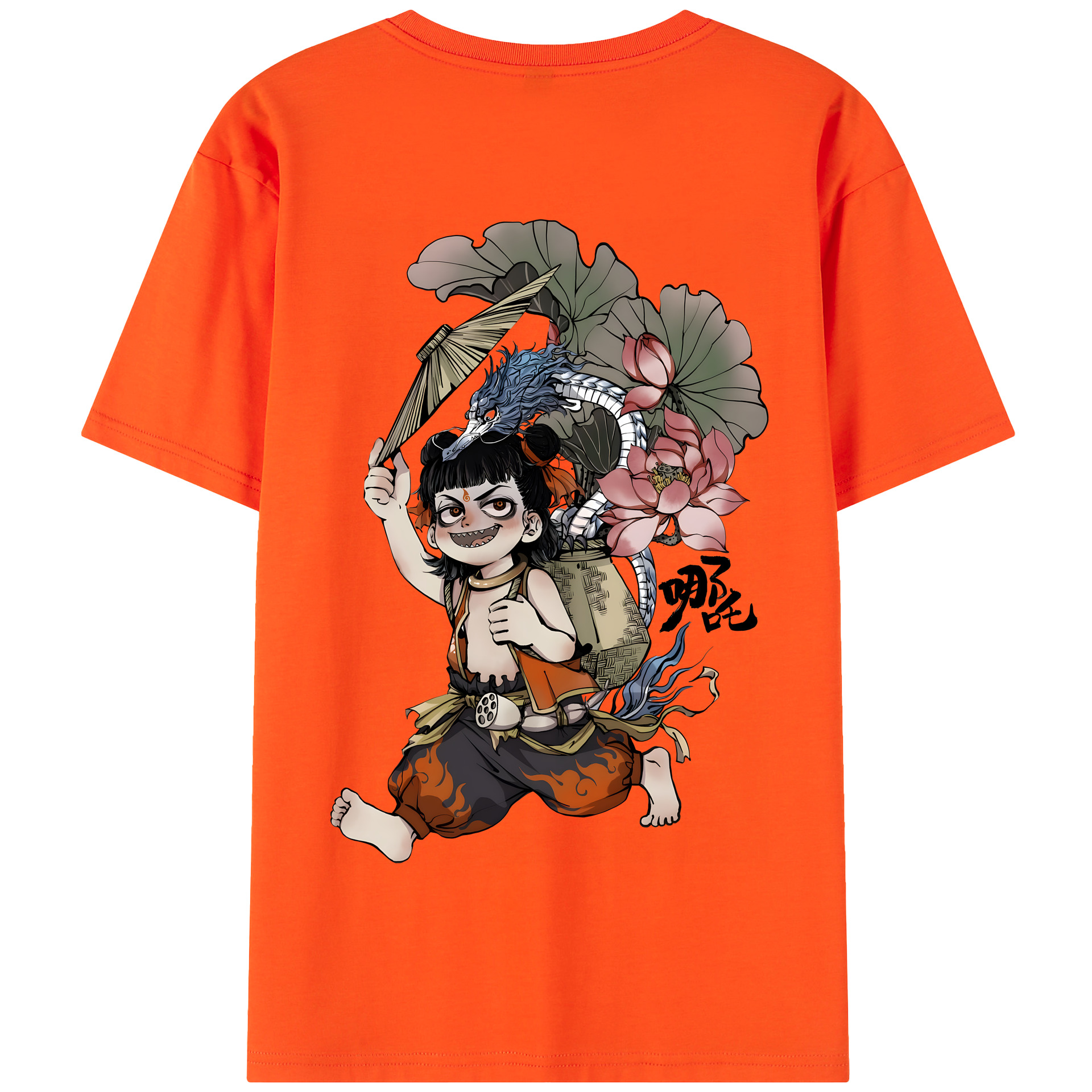 （画像用） Ne Zha 2 ナタ 魔童の大暴れ 綿100％半袖Tシャツ（背面プリント）