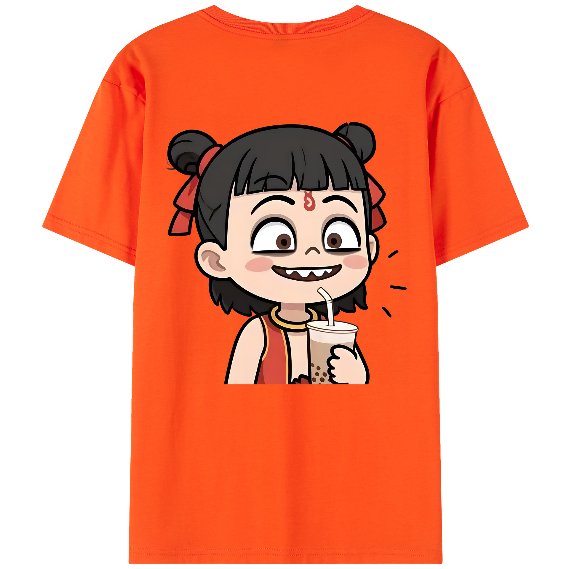 （画像用） Ne Zha 2 ナタ 魔童の大暴れ 綿100％半袖Tシャツ（背面プリント）