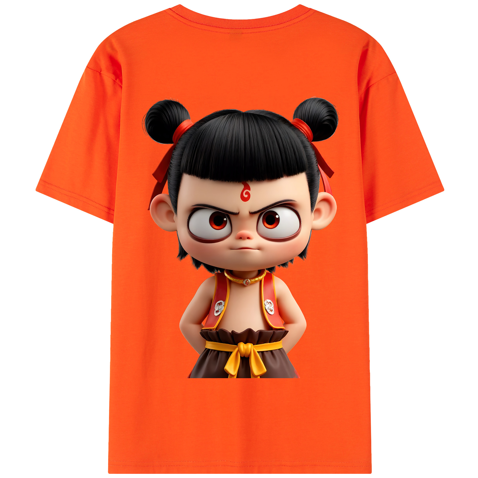 （画像用） Ne Zha 2 ナタ 魔童の大暴れ 綿100％半袖Tシャツ（背面プリント）