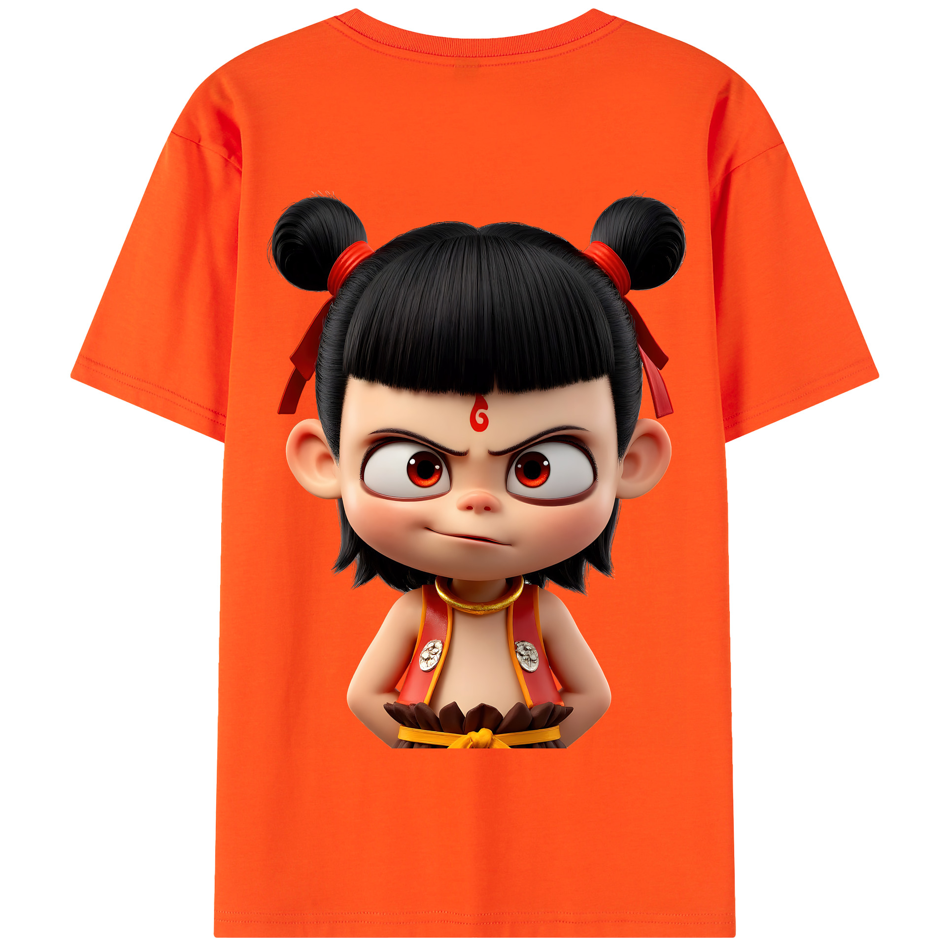（画像用） Ne Zha 2 ナタ 魔童の大暴れ 綿100％半袖Tシャツ（背面プリント）