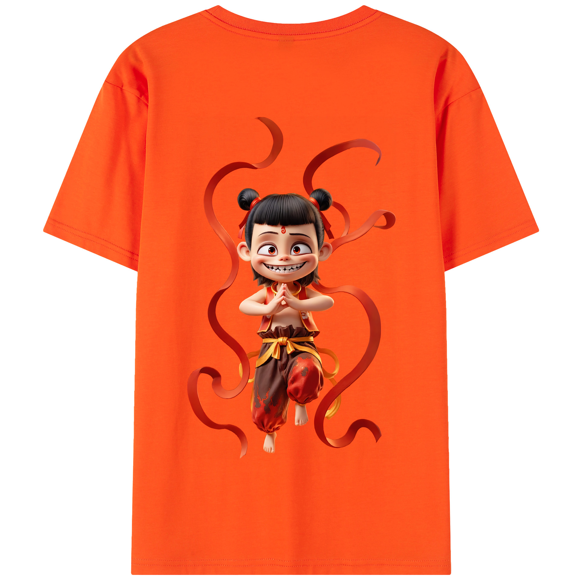 （画像用） Ne Zha 2 ナタ 魔童の大暴れ 綿100％半袖Tシャツ（背面プリント）