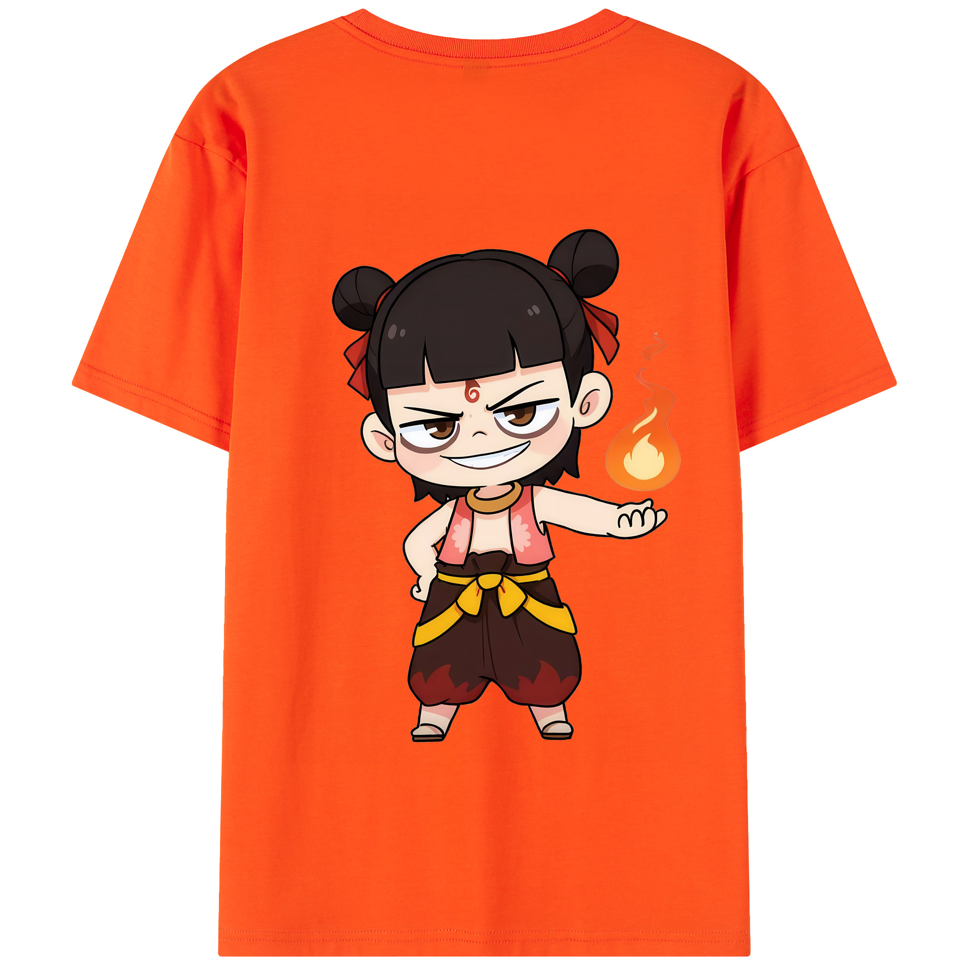 （画像用） Ne Zha 2 ナタ 魔童の大暴れ 綿100％半袖Tシャツ（背面プリント）