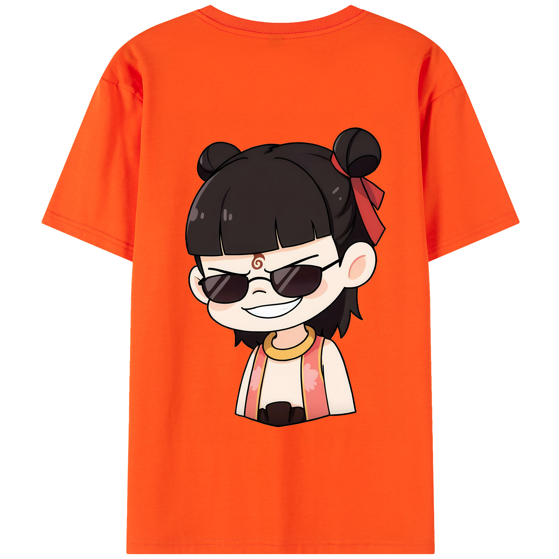（画像用） Ne Zha 2 ナタ 魔童の大暴れ 綿100％半袖Tシャツ（背面プリント）