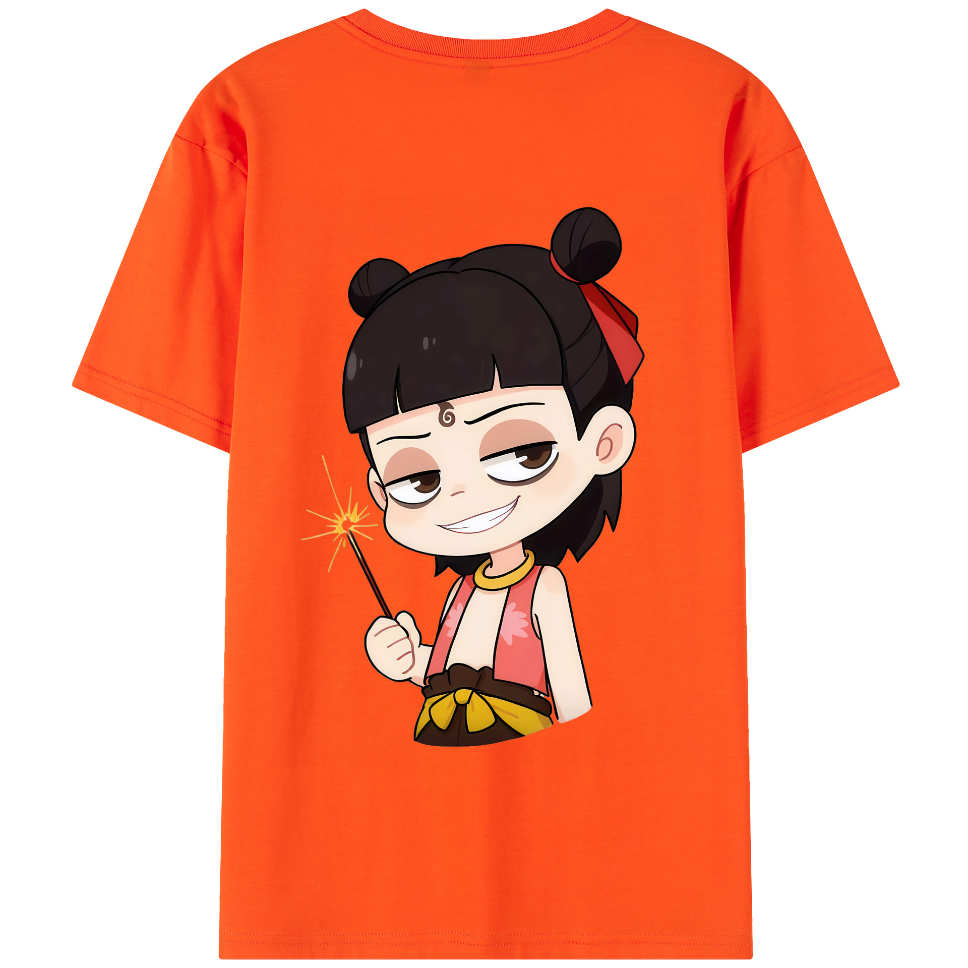 （画像用） Ne Zha 2 ナタ 魔童の大暴れ 綿100％半袖Tシャツ（背面プリント）