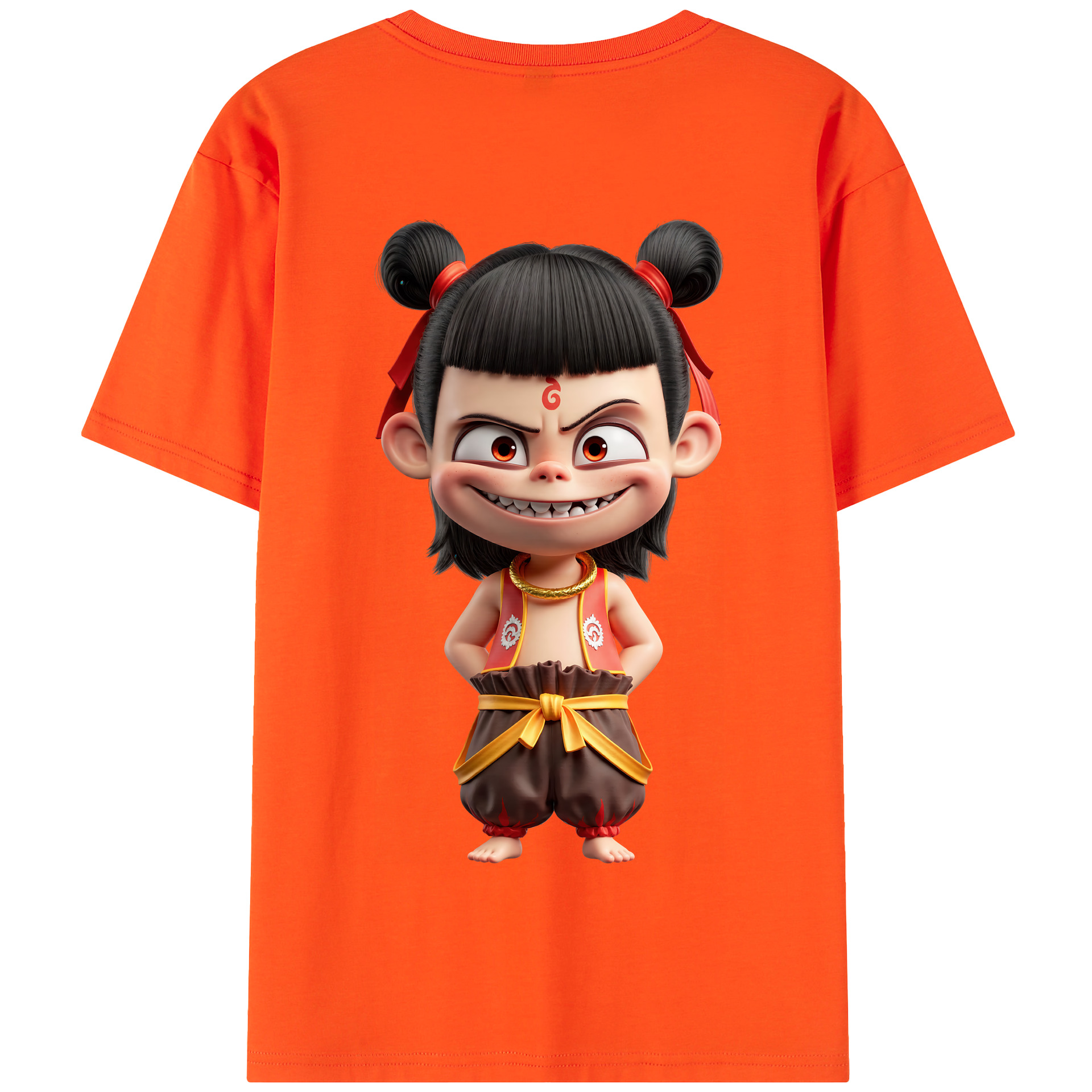 （画像用） Ne Zha 2 ナタ 魔童の大暴れ 綿100％半袖Tシャツ（背面プリント）