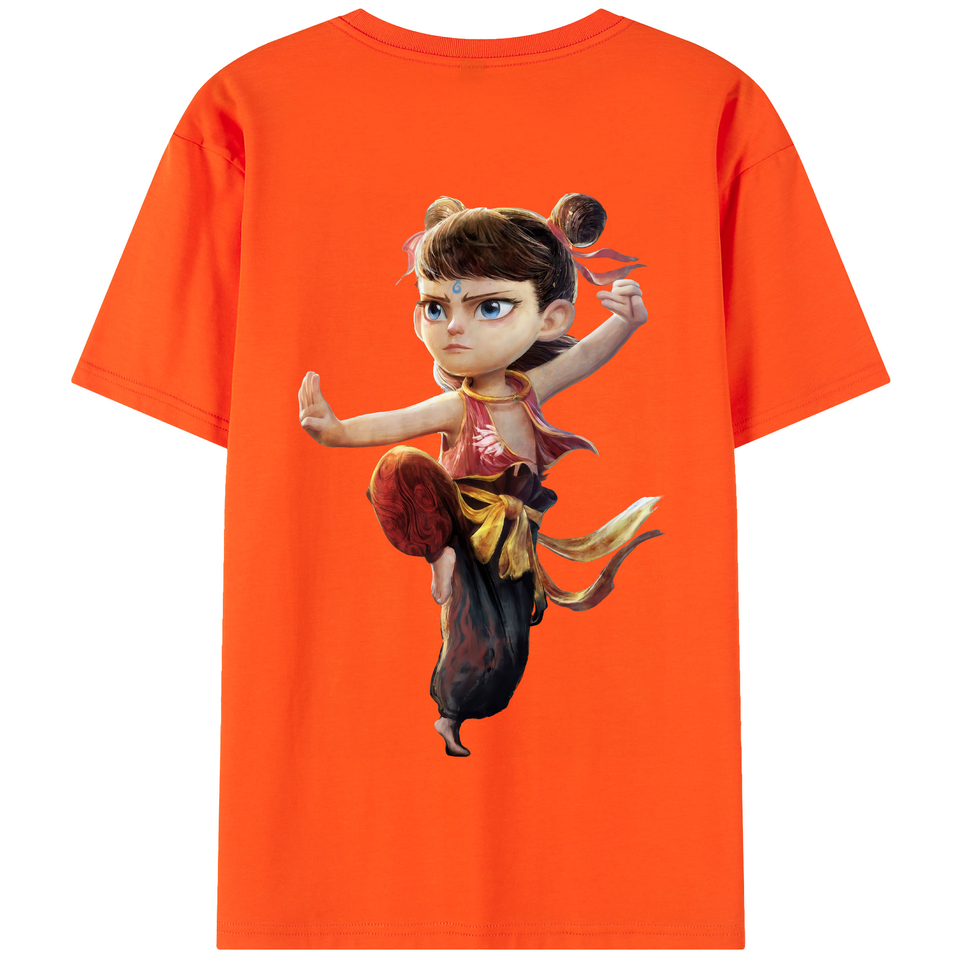 （画像用） Ne Zha 2 ナタ 魔童の大暴れ 綿100％半袖Tシャツ（背面プリント）