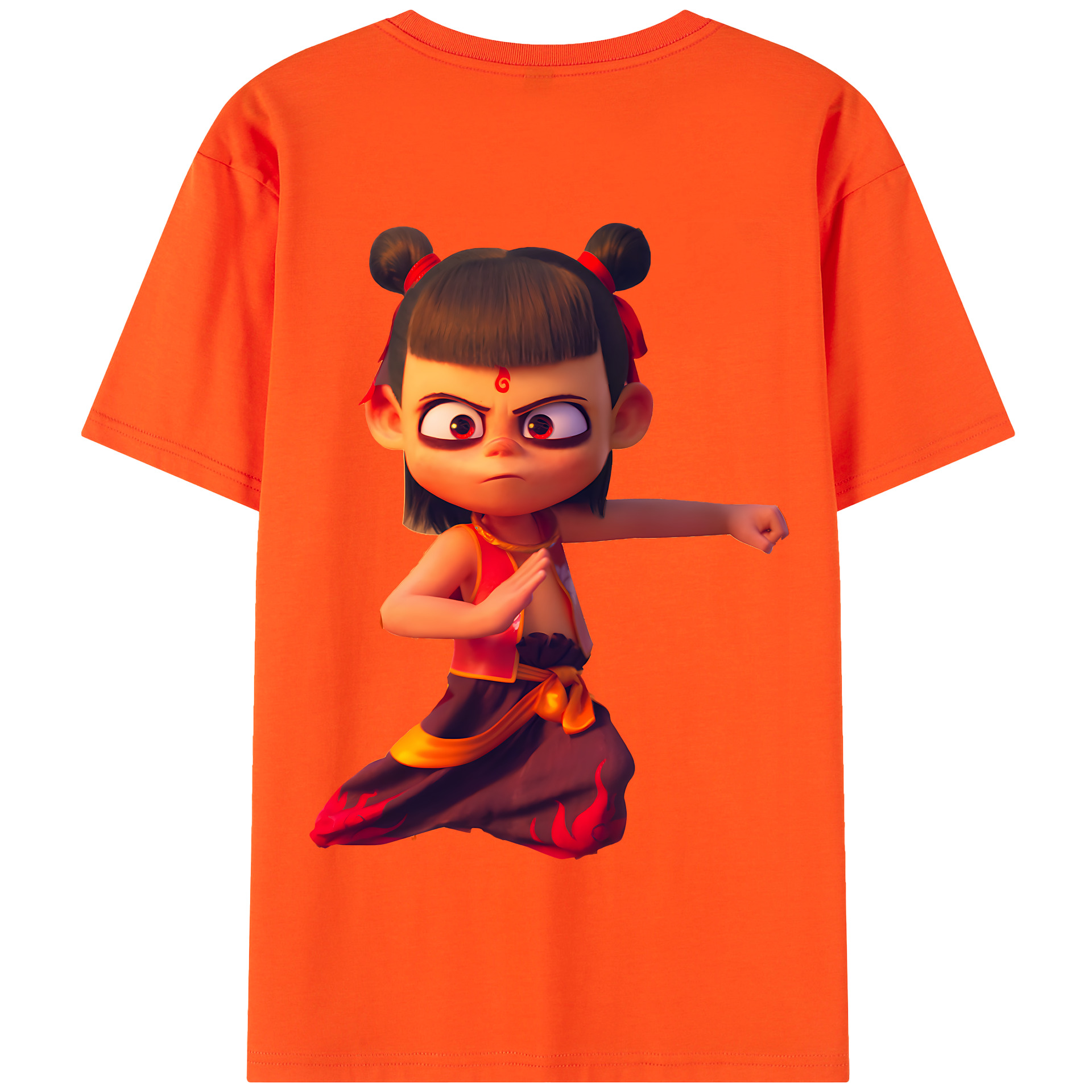 （画像用） Ne Zha 2 ナタ 魔童の大暴れ 綿100％半袖Tシャツ（背面プリント）