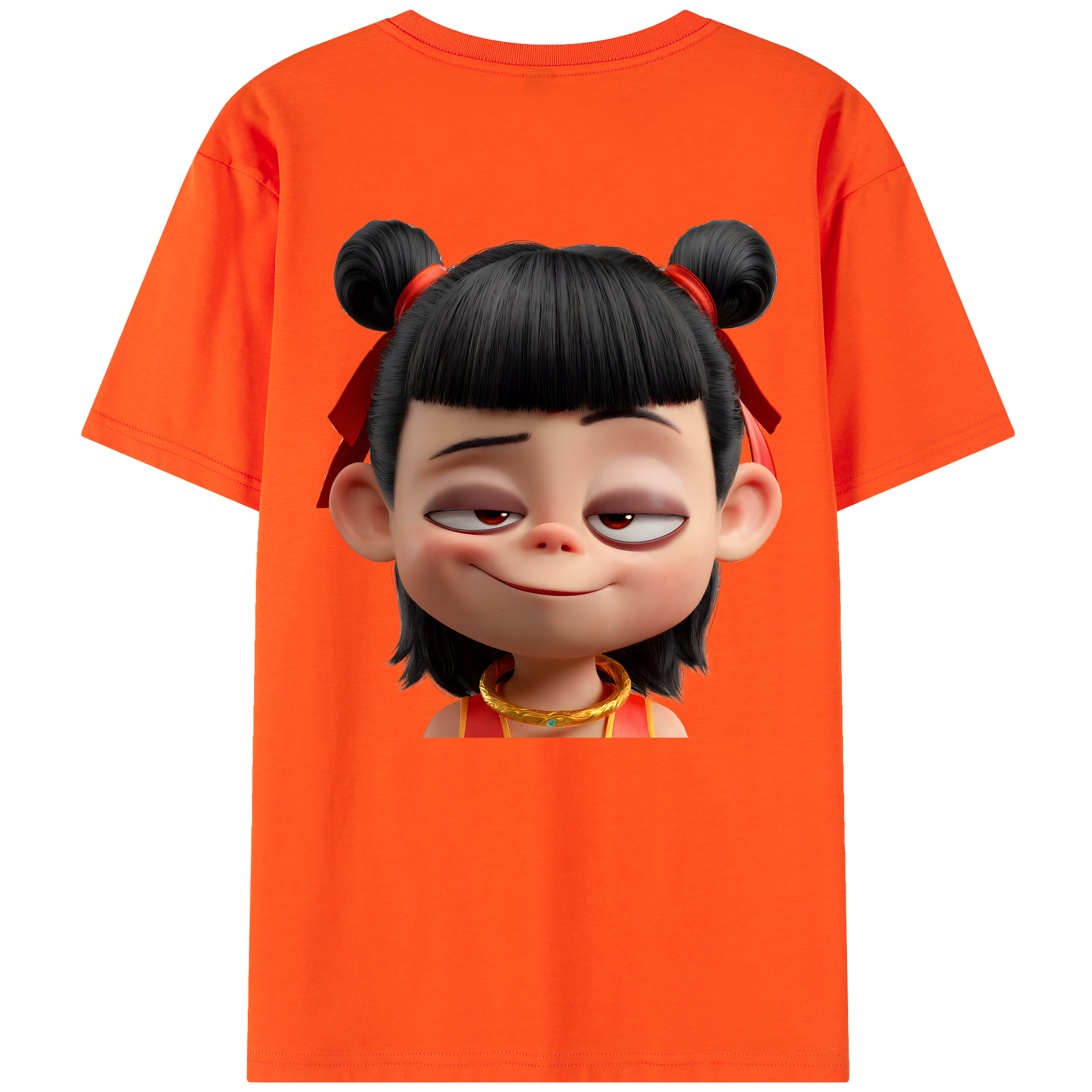 （画像用） Ne Zha 2 ナタ 魔童の大暴れ 綿100％半袖Tシャツ（背面プリント）