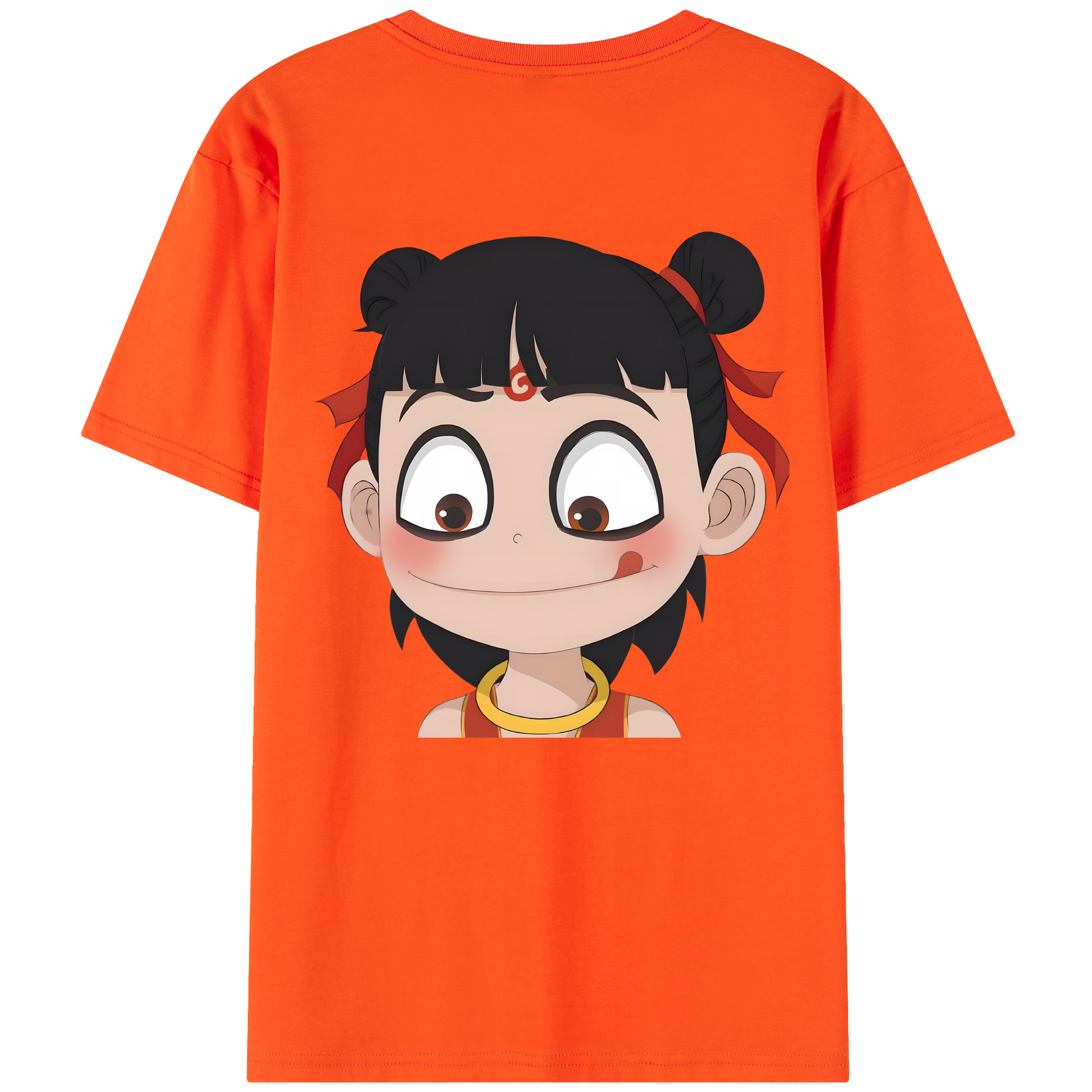 （画像用） Ne Zha 2 ナタ 魔童の大暴れ 綿100％半袖Tシャツ（背面プリント）