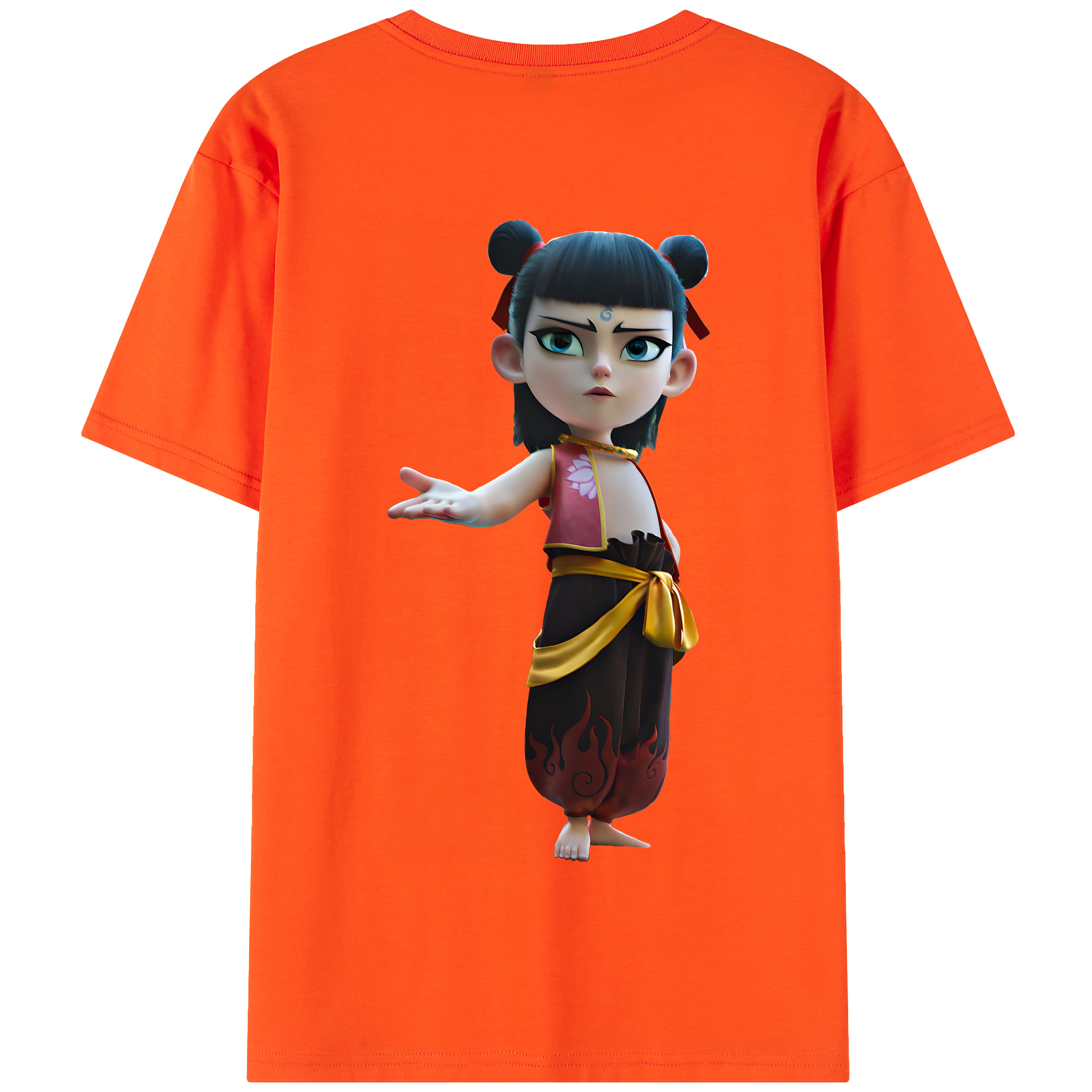 （画像用） Ne Zha 2 ナタ 魔童の大暴れ 綿100％半袖Tシャツ（背面プリント）