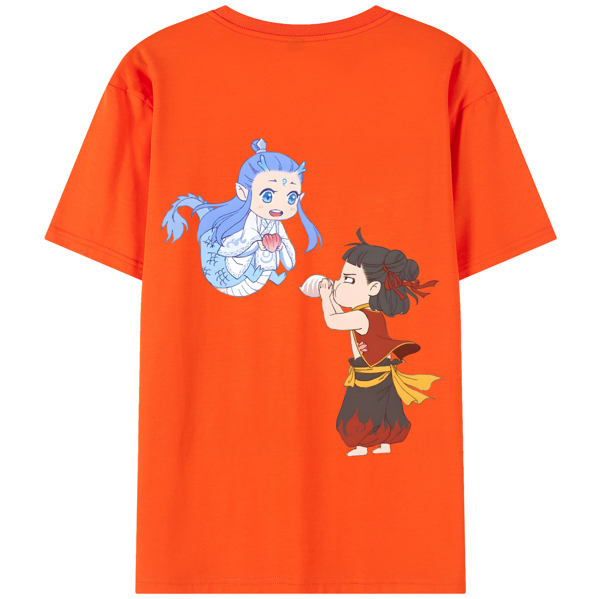（画像用） Ne Zha 2 ナタ 魔童の大暴れ 綿100％半袖Tシャツ（背面プリント）