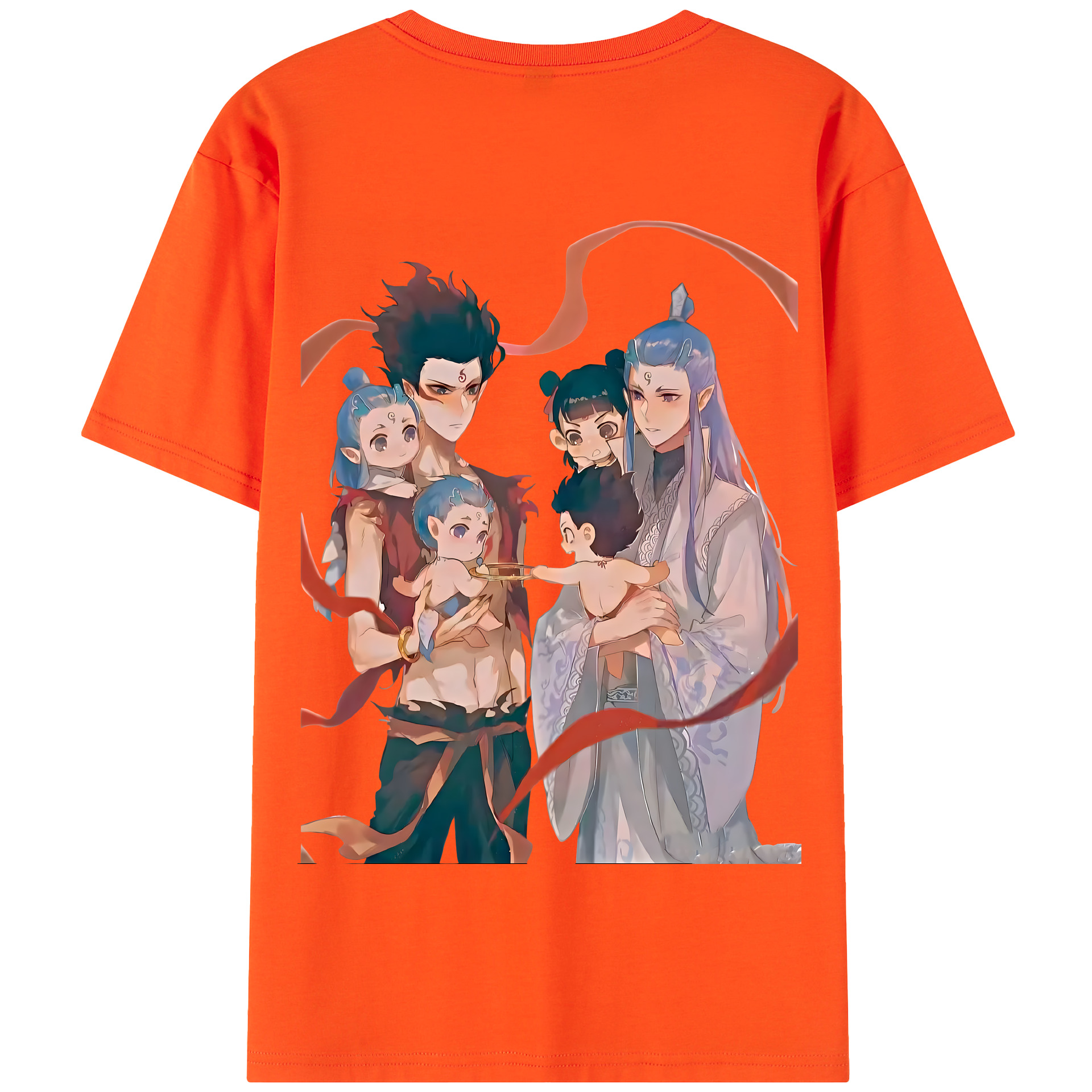 （画像用） Ne Zha 2 ナタ 魔童の大暴れ 綿100％半袖Tシャツ（背面プリント）