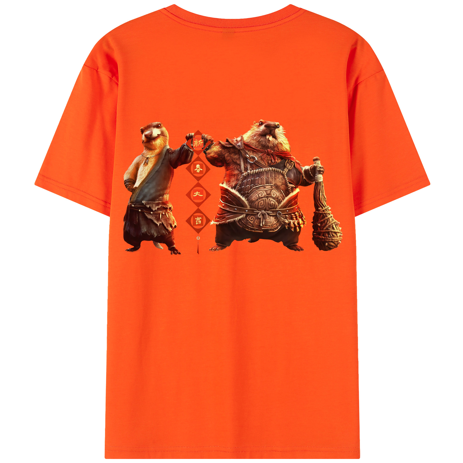 （画像用） Ne Zha 2 ナタ 魔童の大暴れ 綿100％半袖Tシャツ（背面プリント）