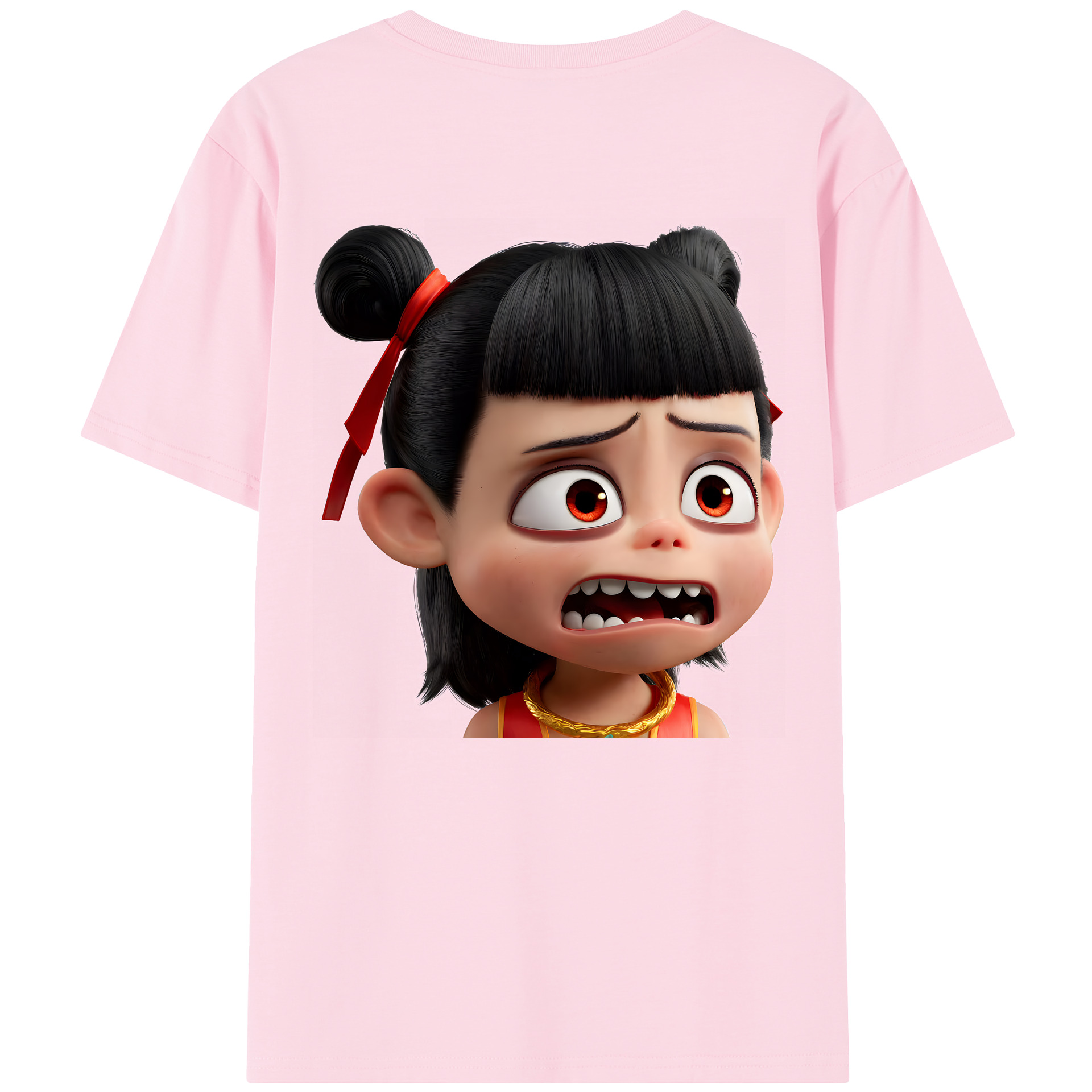 （画像用） Ne Zha 2 ナタ 魔童の大暴れ 綿100％半袖Tシャツ（背面プリント）