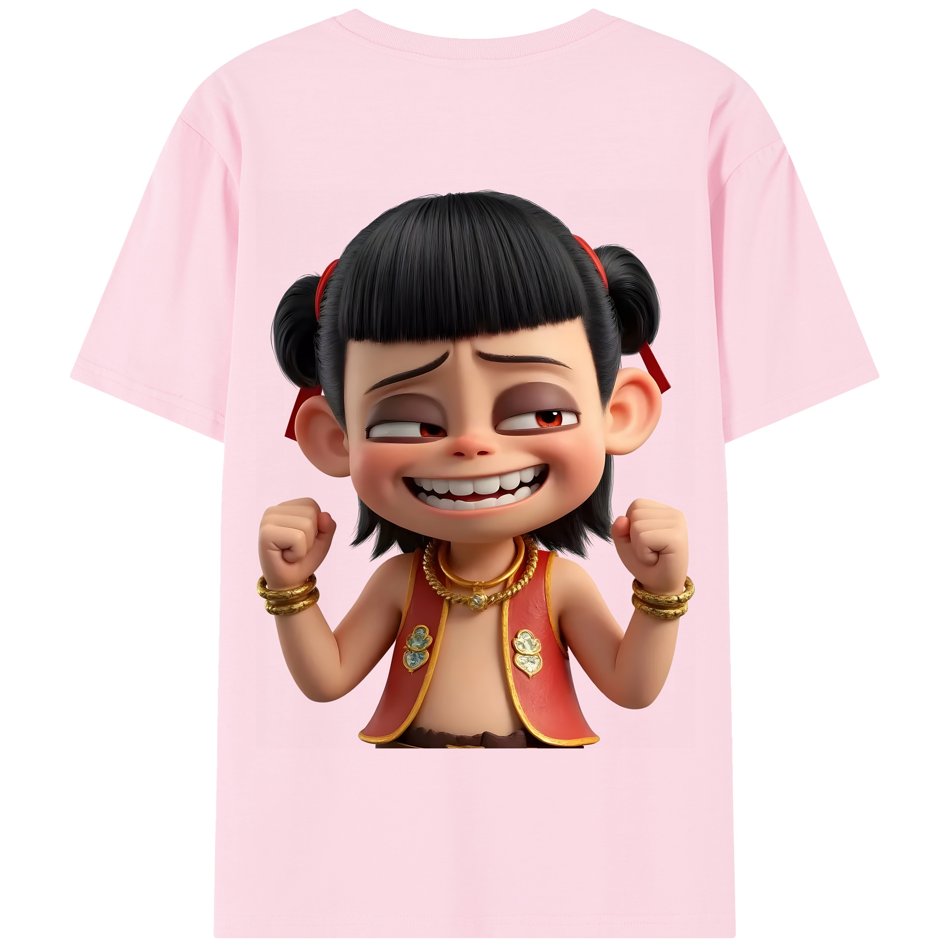 （画像用） Ne Zha 2 ナタ 魔童の大暴れ 綿100％半袖Tシャツ（背面プリント）